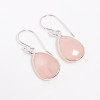 Rose Quartz  Pear Cut Gemstone 925 Sterling Silver Drop Earrings