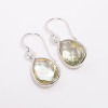 Green Amethyst Pear Cut Gemstone 925 Sterling Silver Drop Earrings