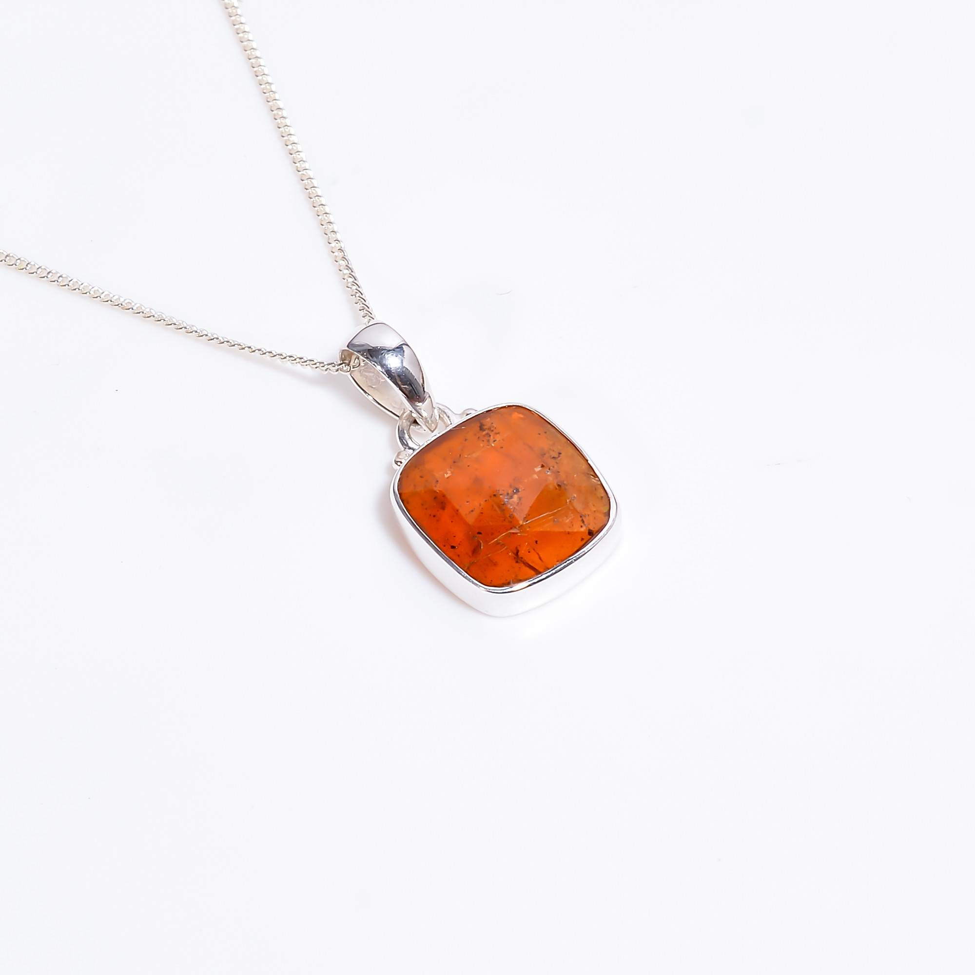 Rose Cut Gemstone 925 Sterling Silver Necklace