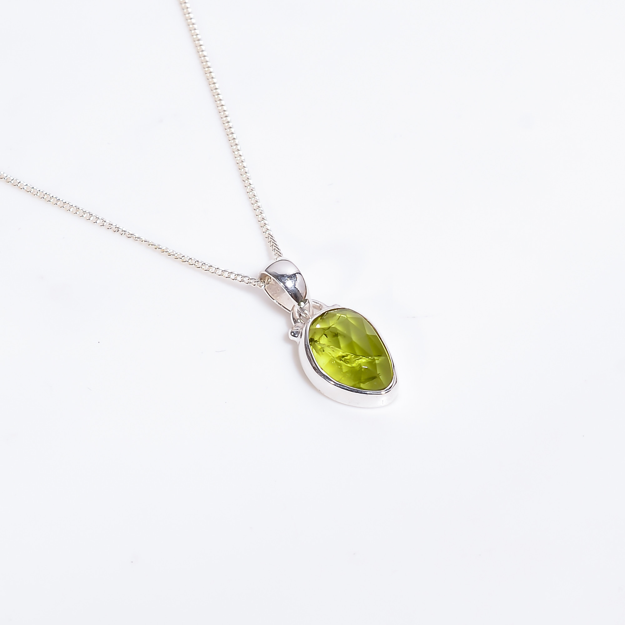 Rose Cut Gemstone 925 Sterling Silver Necklace