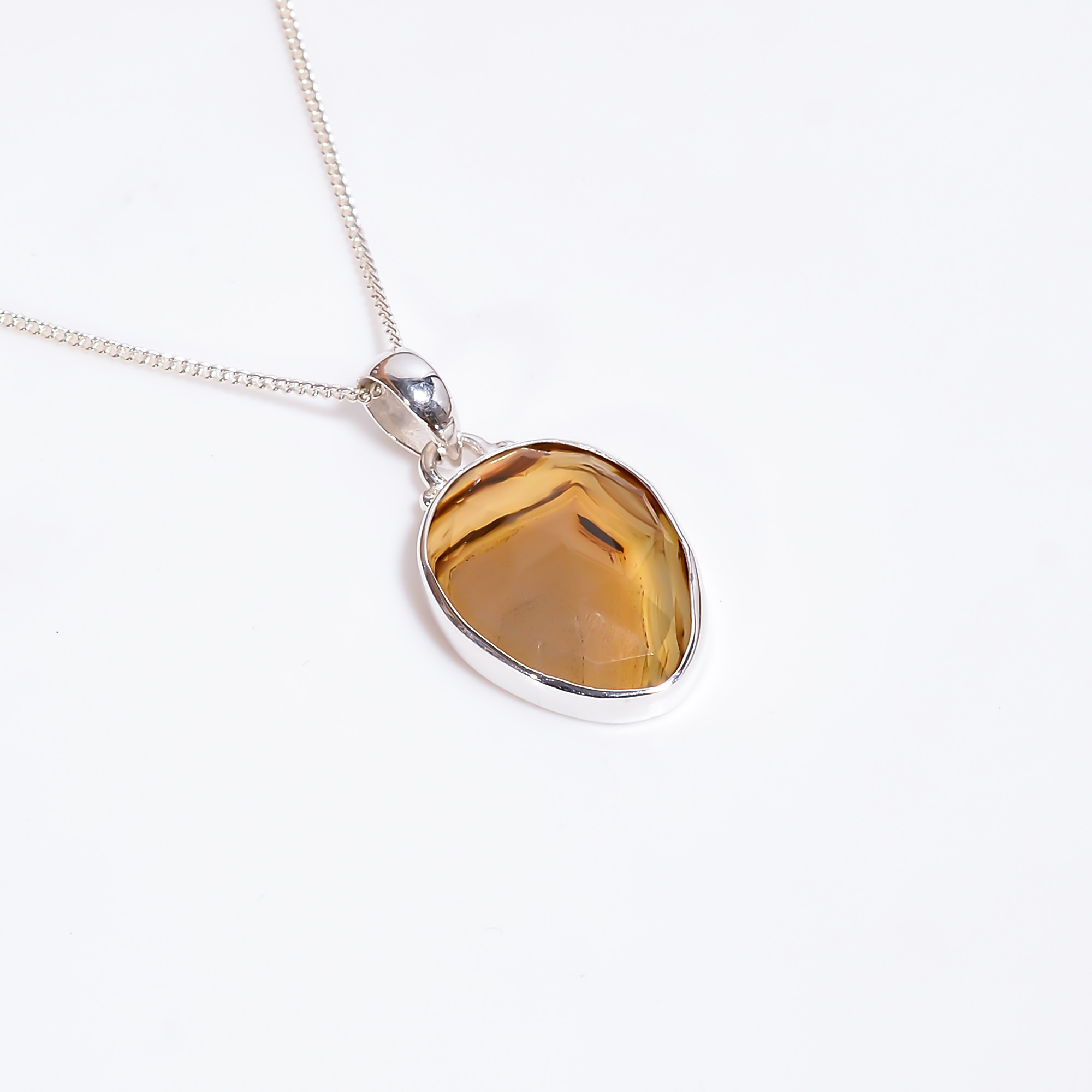 Rose Cut Gemstone 925 Sterling Silver Necklace