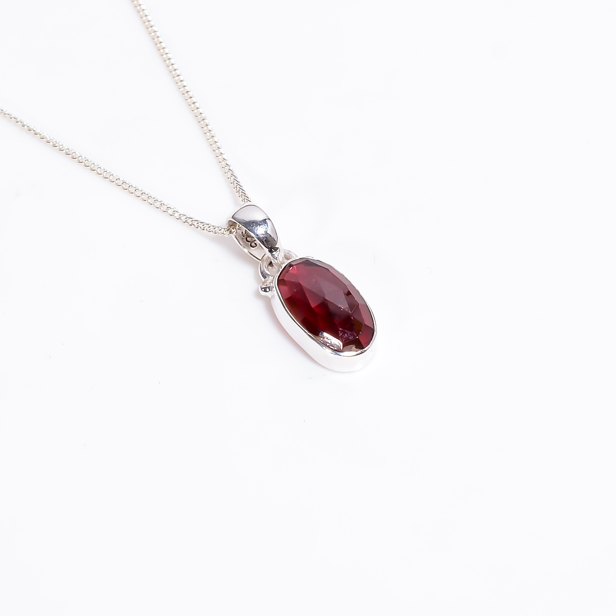 Rose Cut Gemstone 925 Sterling Silver Necklace