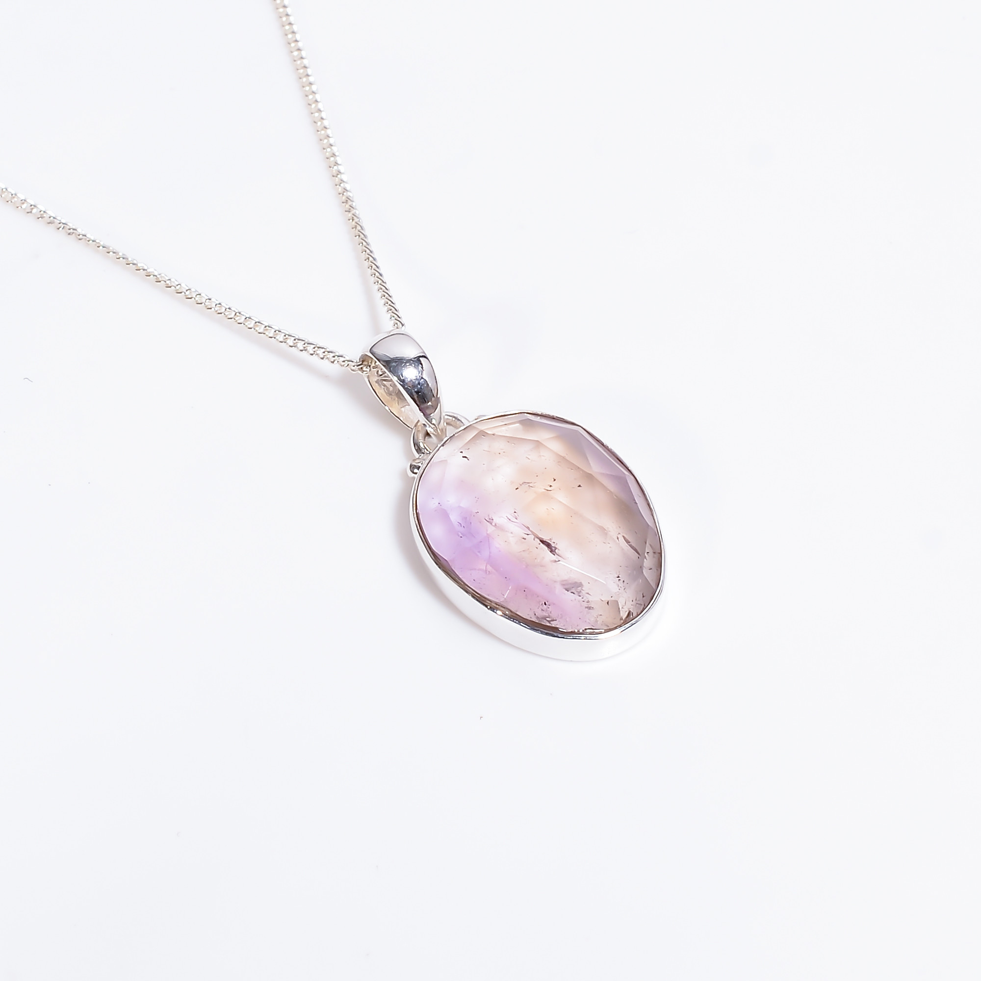 Rose Cut Gemstone 925 Sterling Silver Necklace