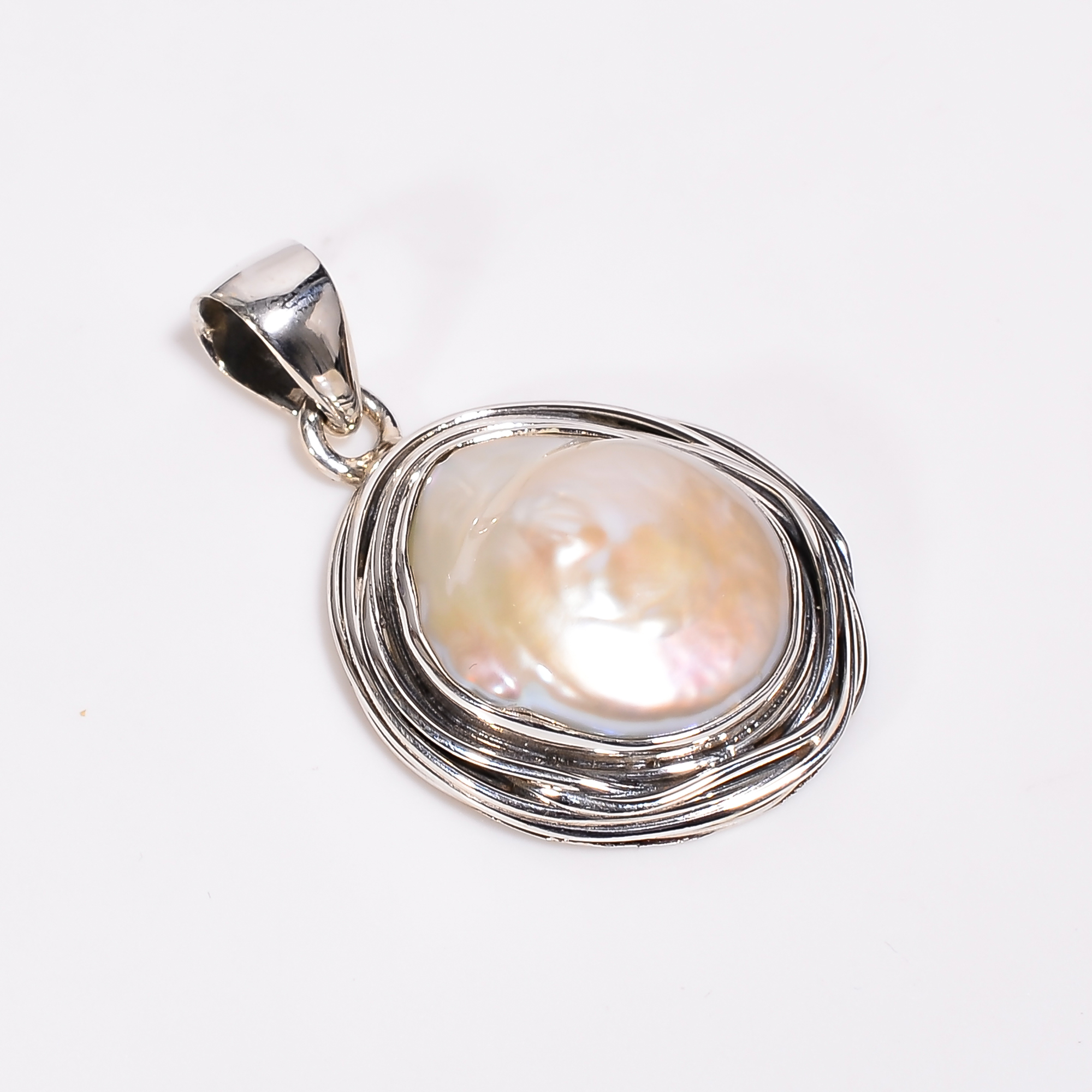 Baroque Pearl Gemstone 925 Sterling Silver Pendant