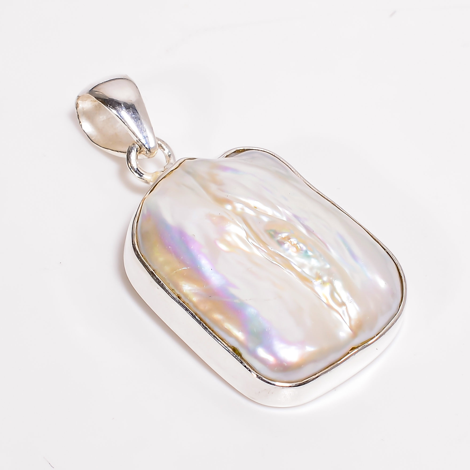 925 Sterling Silver Pendant Baroque Pearl Gemstone