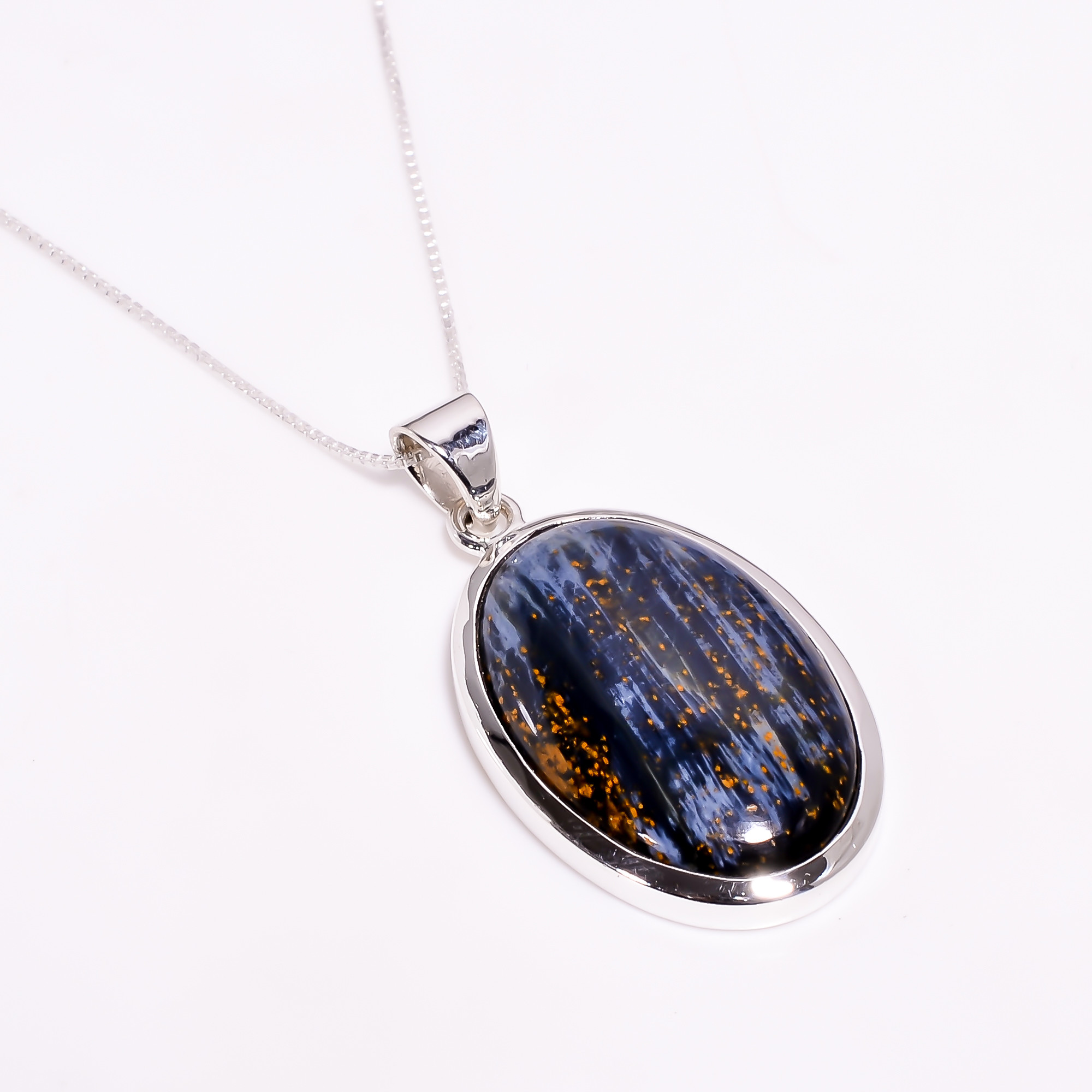 925 Sterling Silver Pendant Necklace With Box Chain