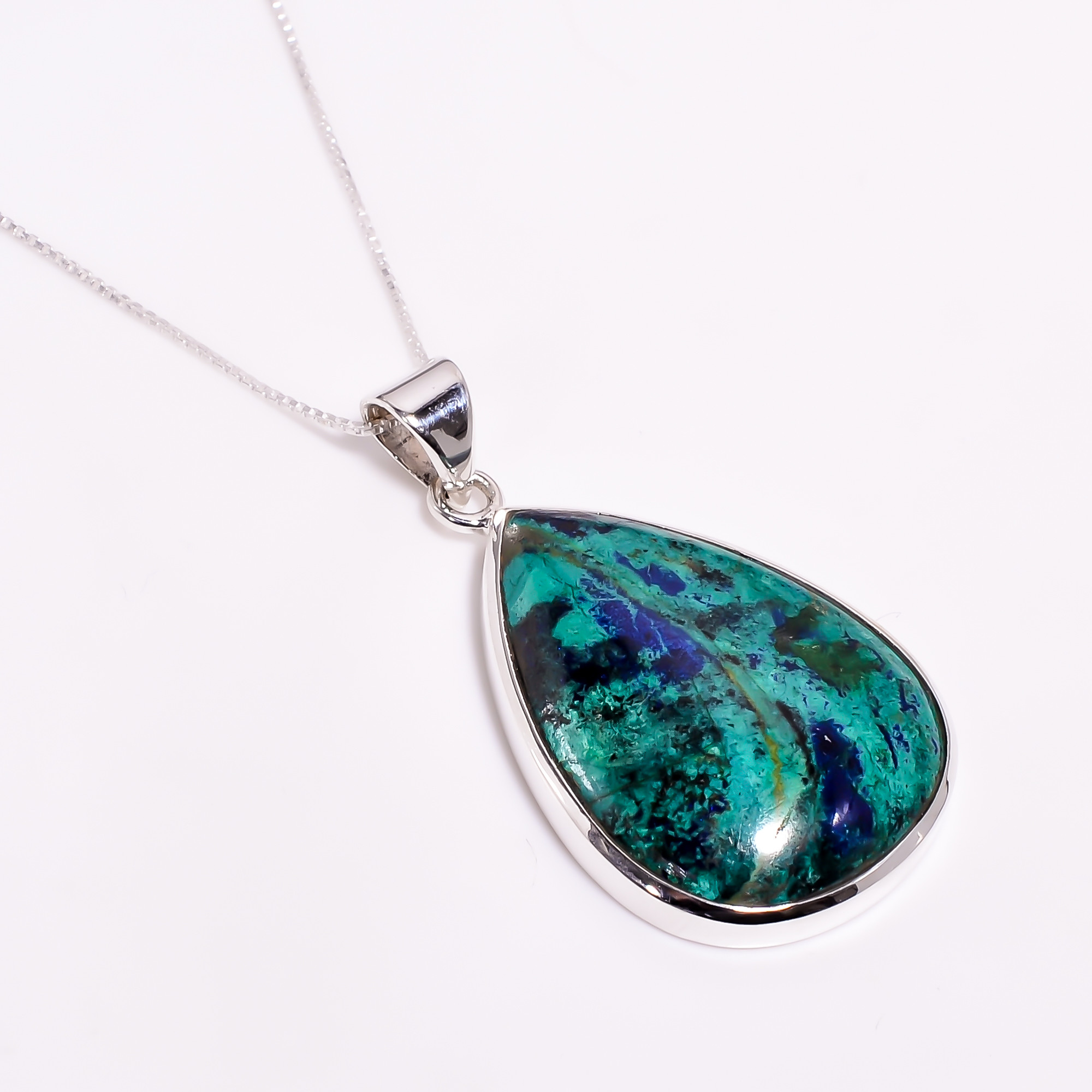 925 Sterling Silver Box Chain Pendant Necklace