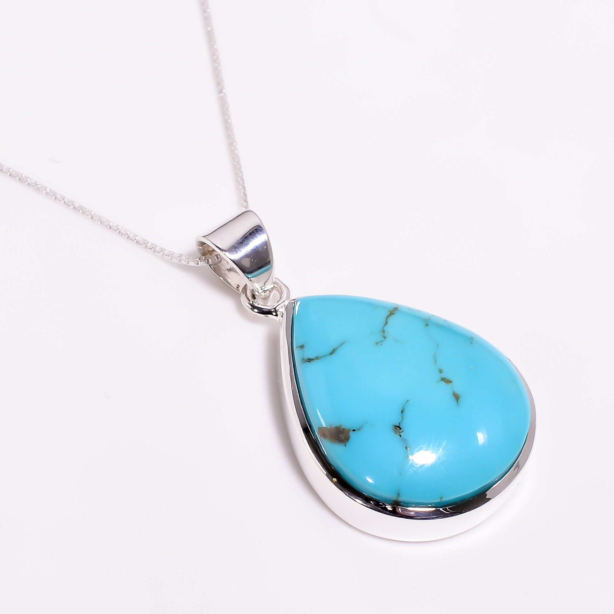 925 Sterling Silver Box Chain Pendant Necklace