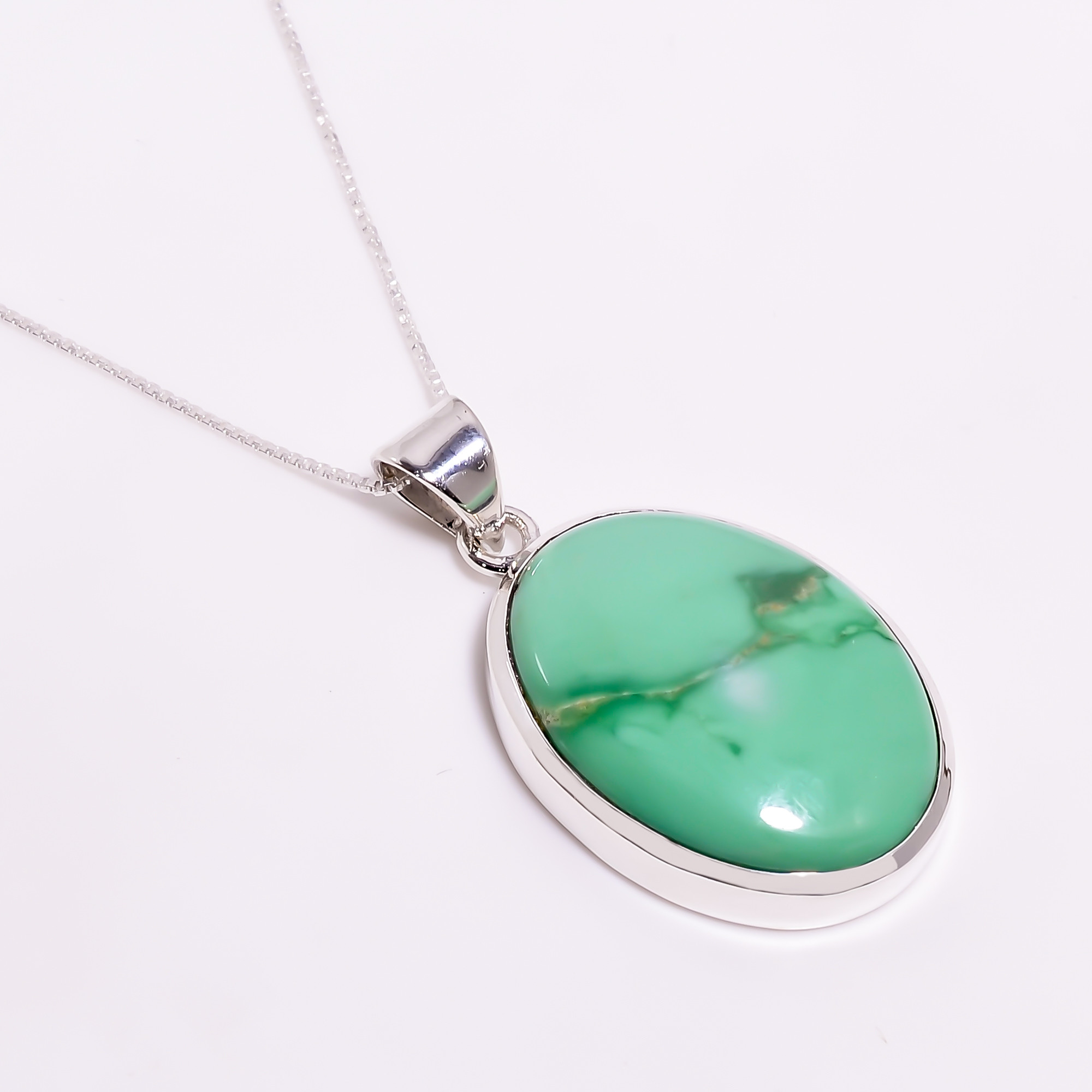 925 Sterling Silver Pendant Necklace With Box Chain