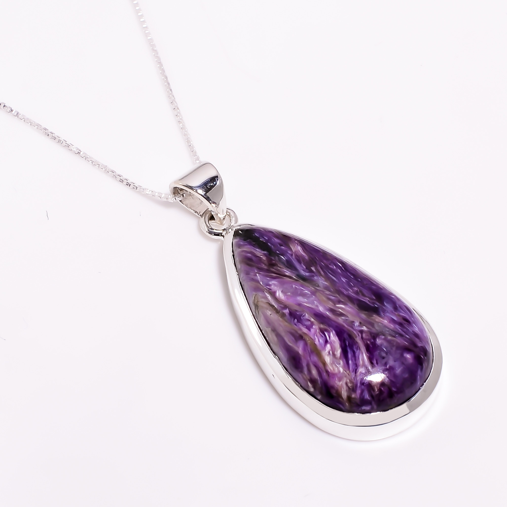 925 Sterling Silver Box Chain Pendant Necklace