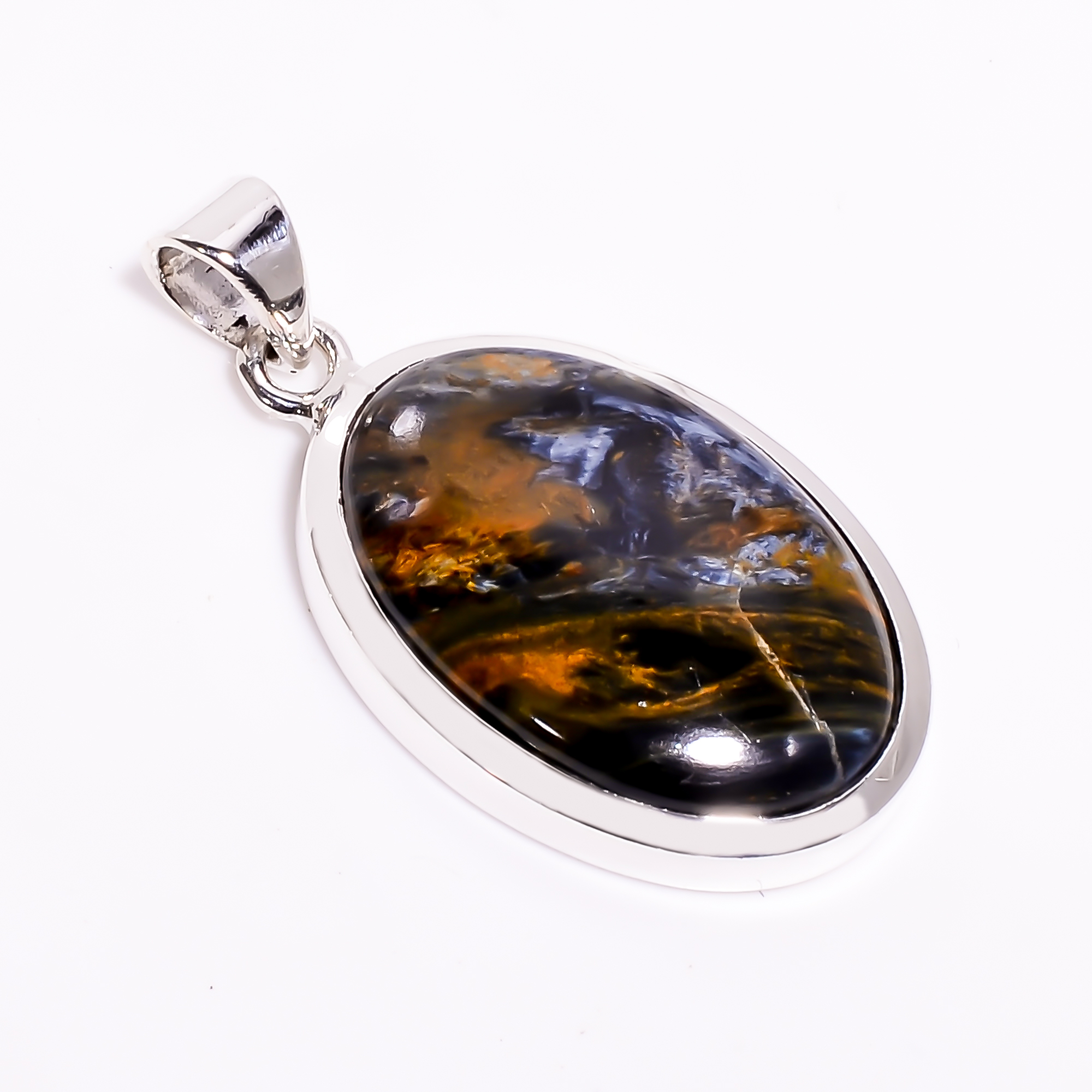 925 Sterling Silver Pendant Pietersite Gemstone