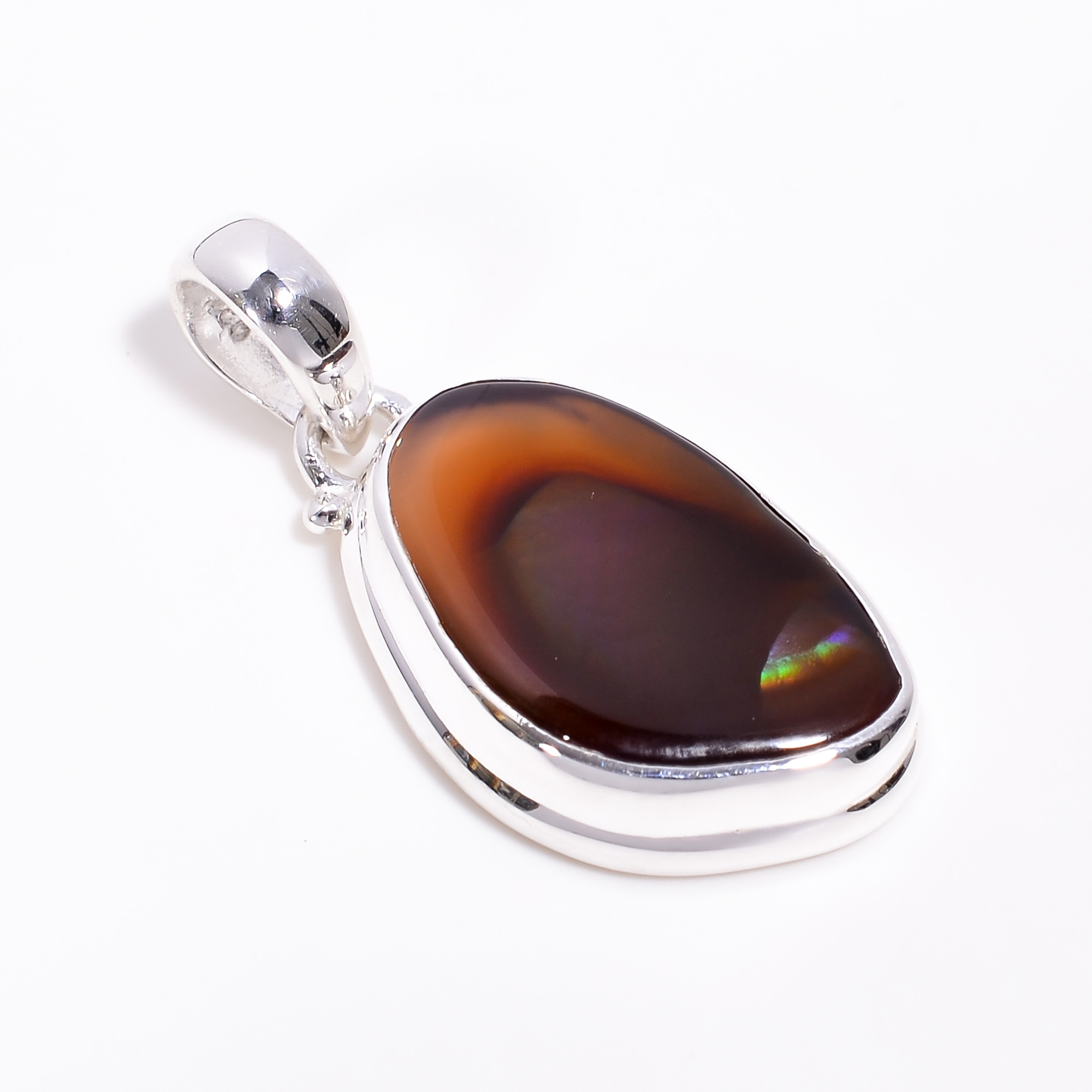 925 Sterling Silver Pendant Mexcian Fire Agate Gemstone