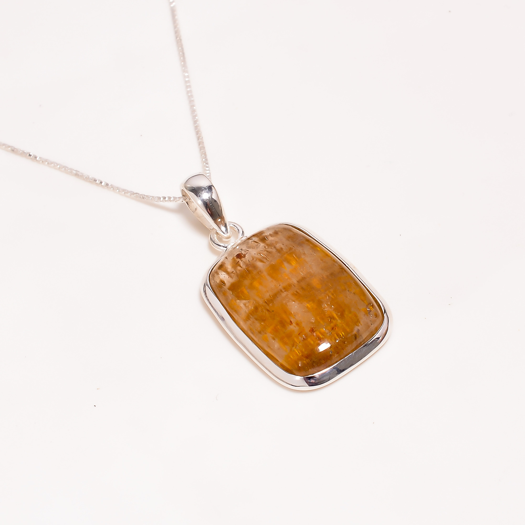 Natural Gemstone 925 Sterling Silver Chain Pendant Necklace