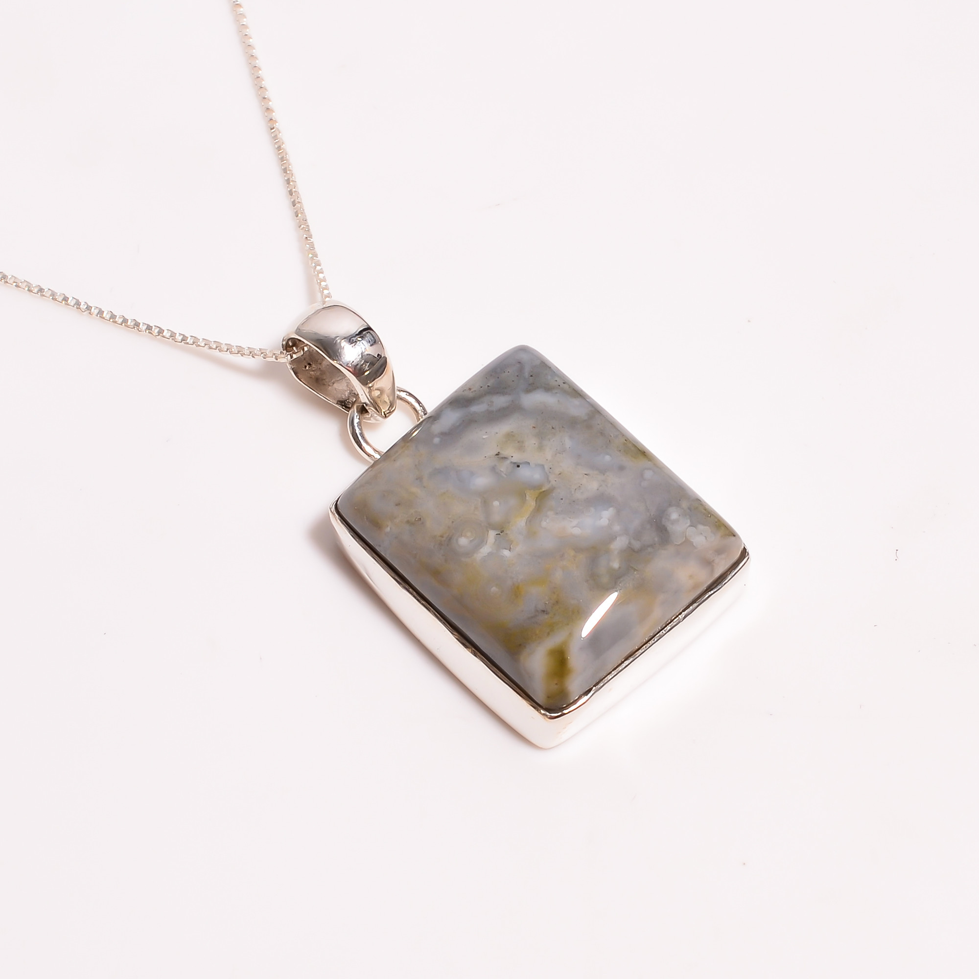 Natural Gemstone 925 Sterling Silver Chain Pendant Necklace