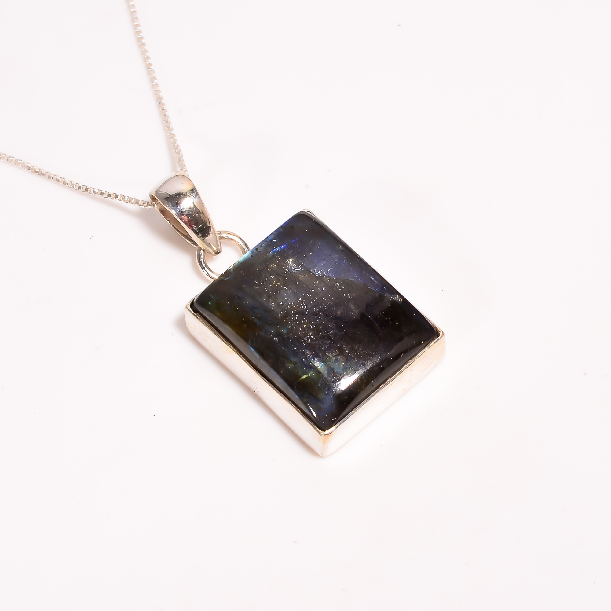 Natural Gemstone 925 Sterling Silver Chain Pendant Necklace