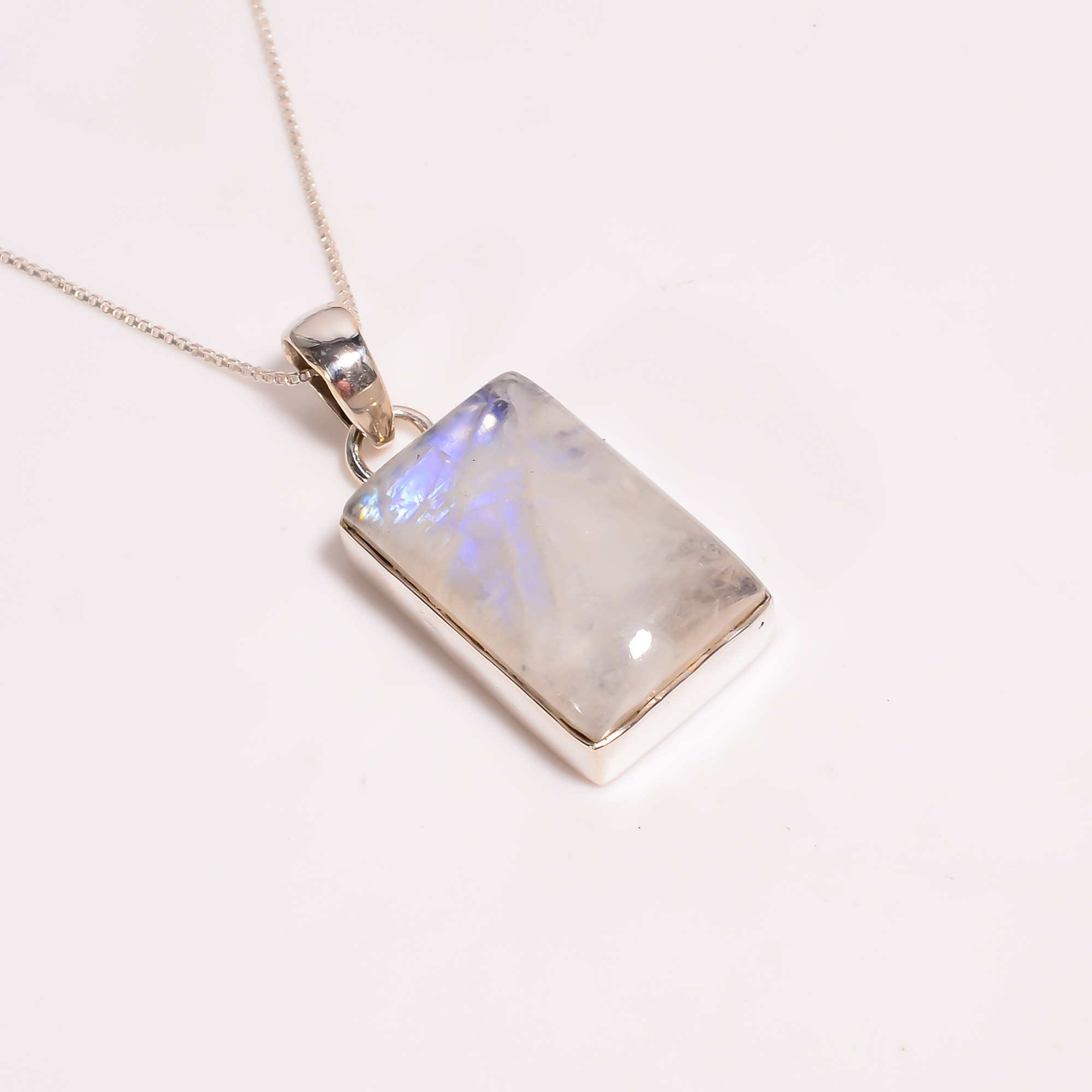 Natural Gemstone 925 Sterling Silver Chain Pendant Necklace