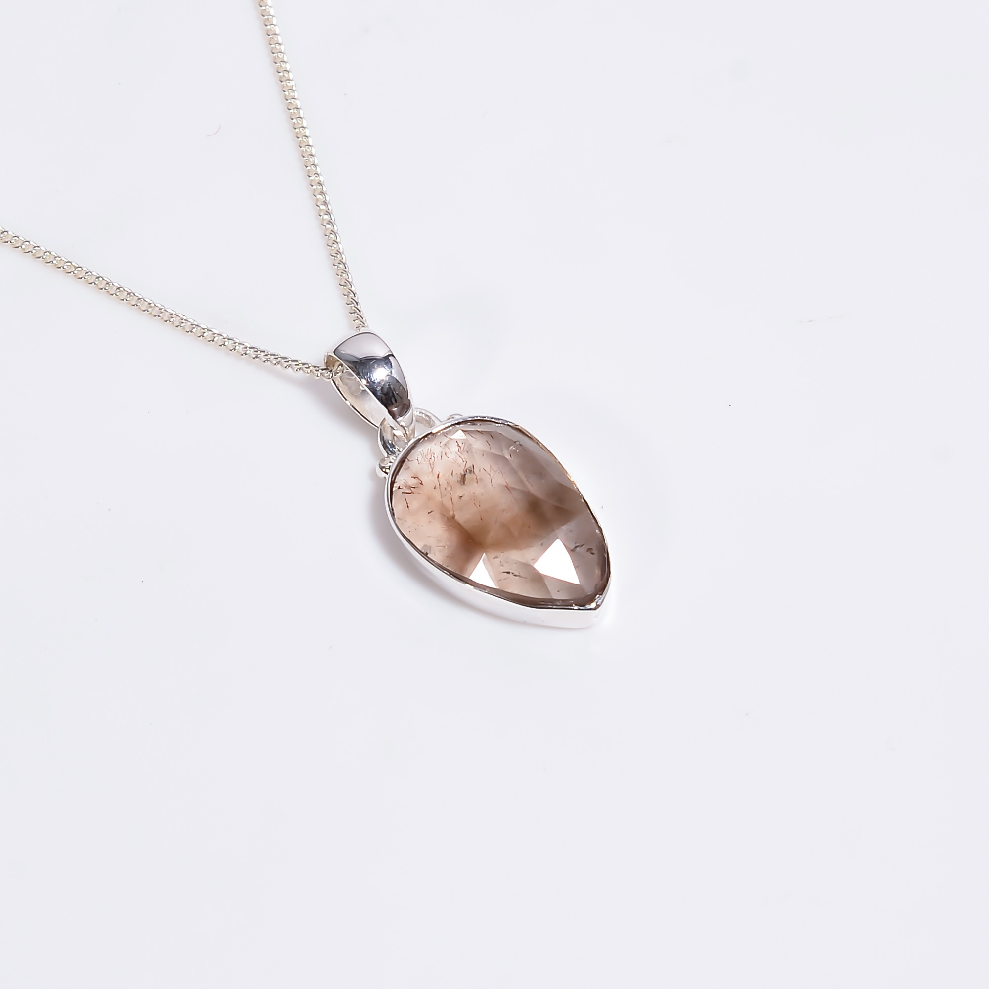 Rose Cut Gemstone 925 Sterling Silver Necklace