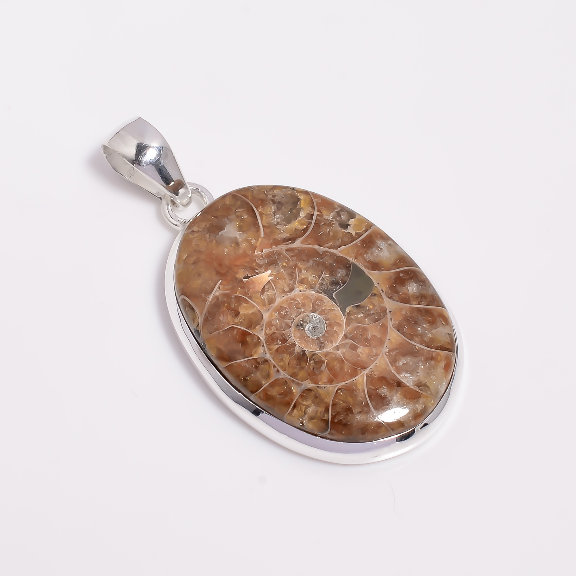 925 Sterling Silver Pendant Ammonite Gemstone Pendant