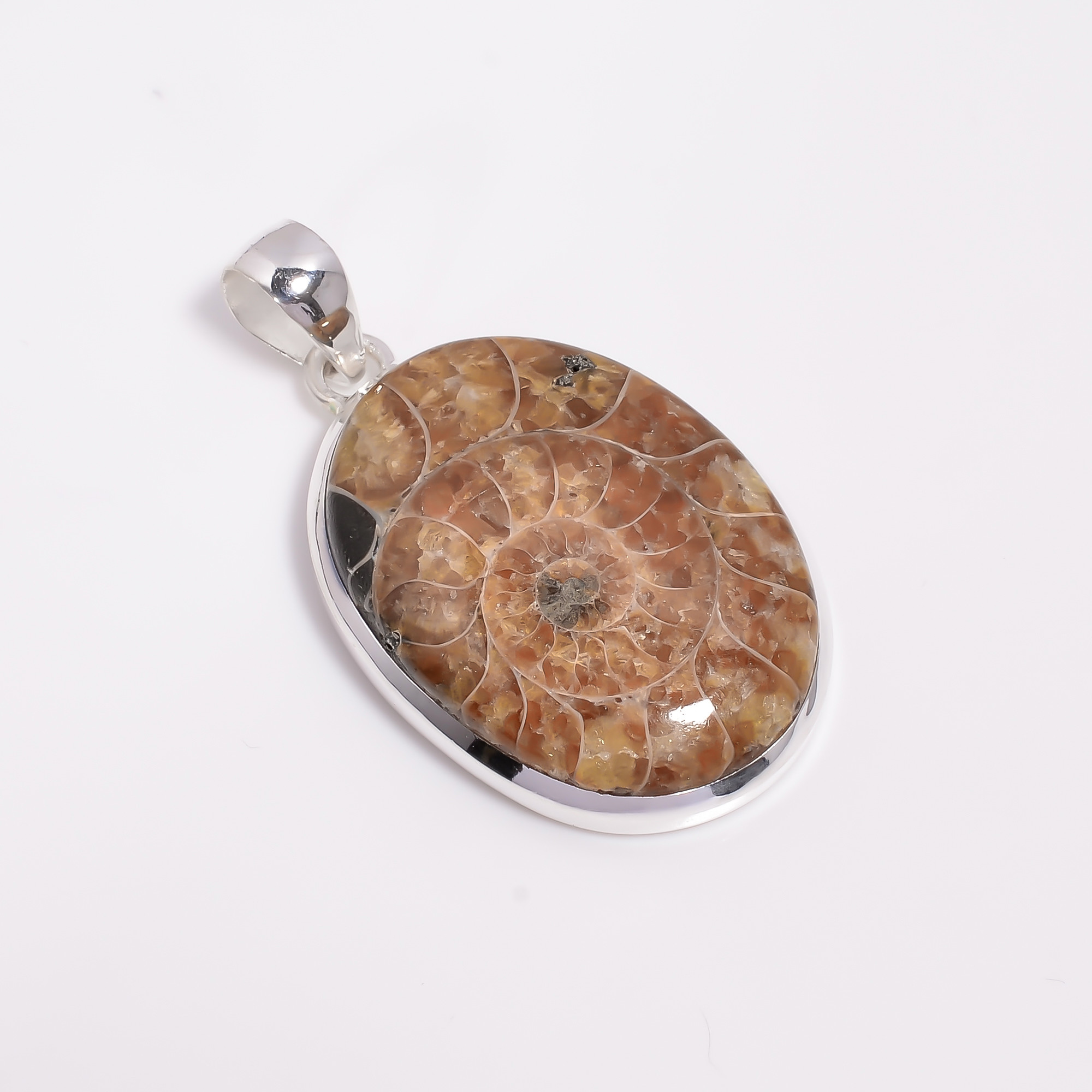 925 Sterling Silver Pendant Ammonite Gemstone Pendant