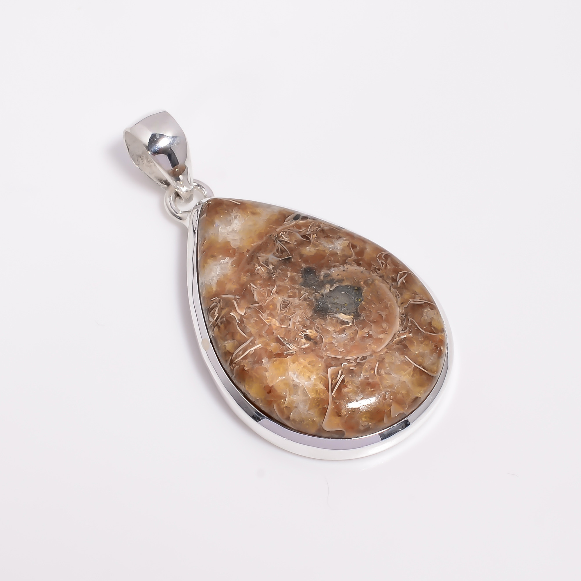 925 Sterling Silver Pendant Ammonite Gemstone Pendant