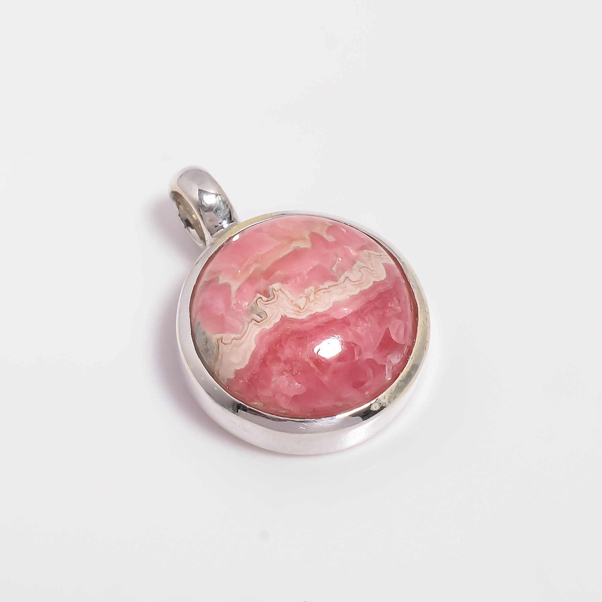 925 Sterling Silver Pendant Rhodochrosite Gemstone Pendant