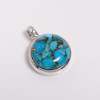 925 Sterling Silver Pendant Blue Copper Turquoise Gemstone Pendant