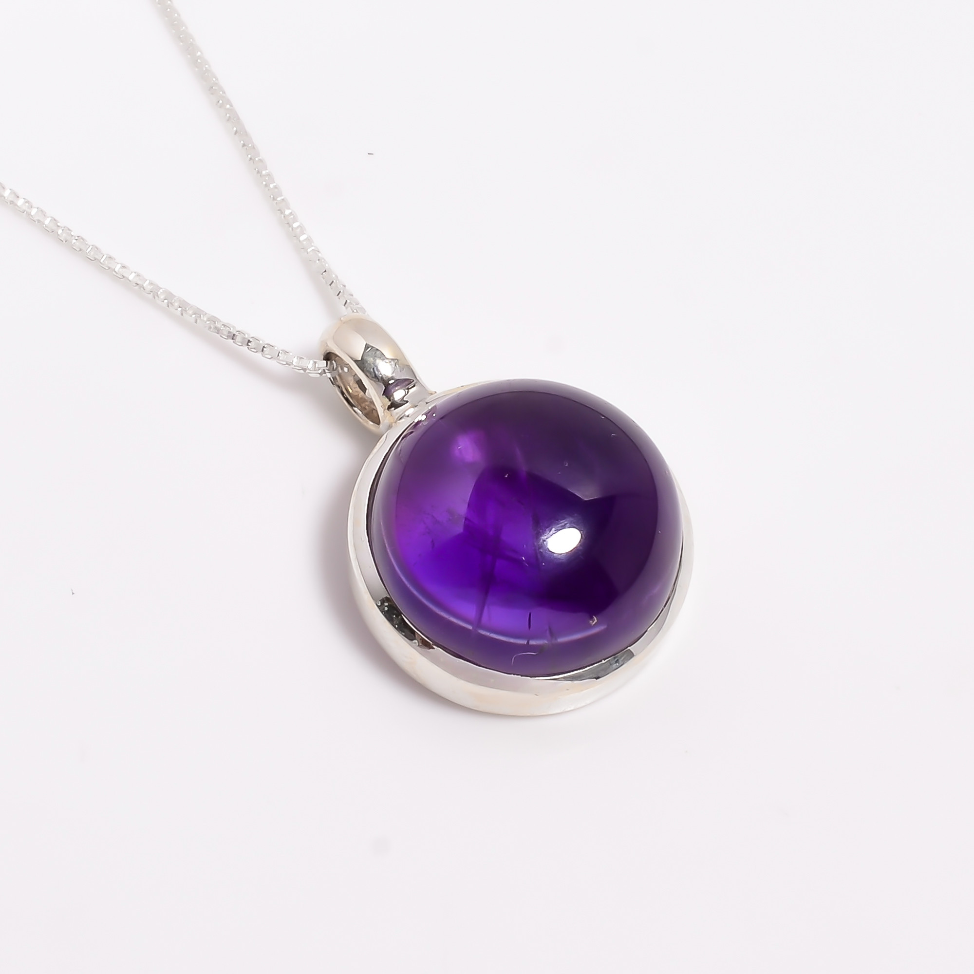 Amethyst Gemstone 925 Sterling Silver Pendant Necklace