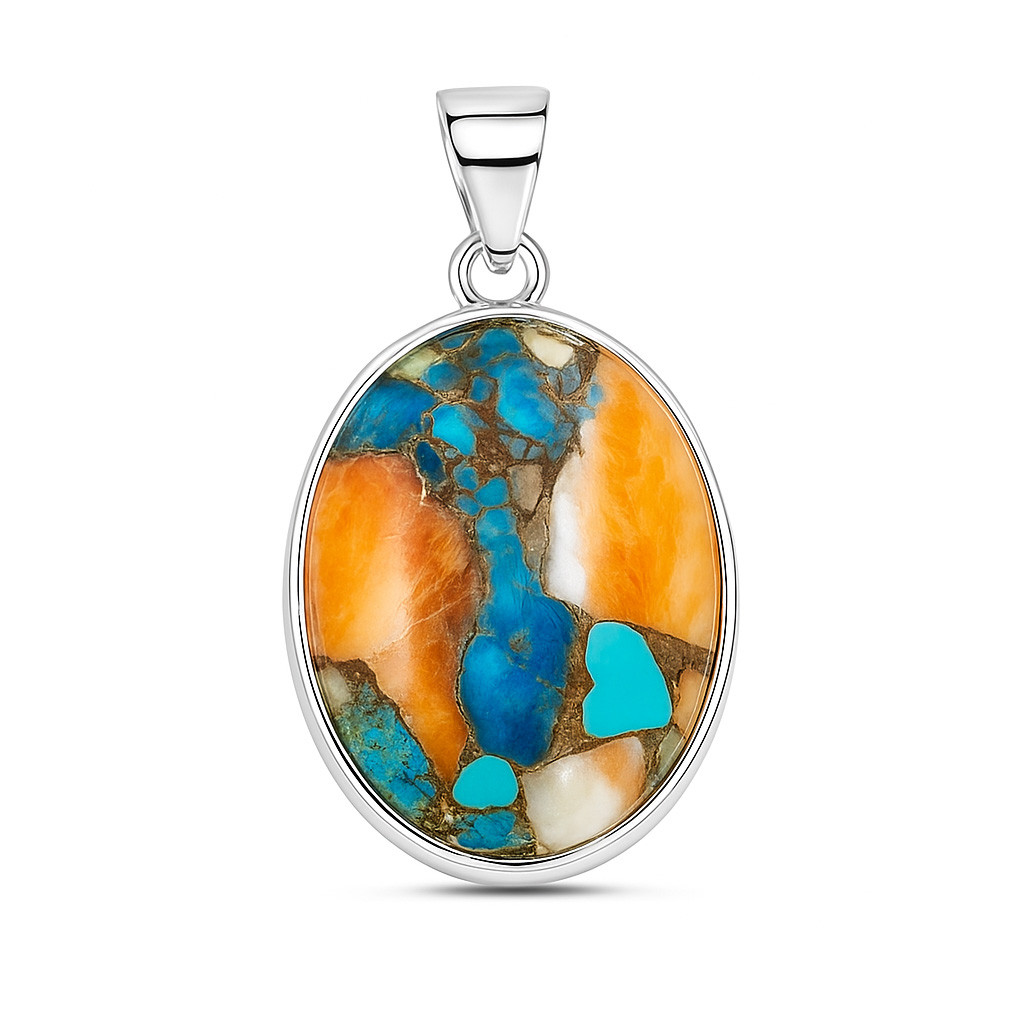 925 Sterling Silver Pendant Oyster Turquoise Gemstone Pendant