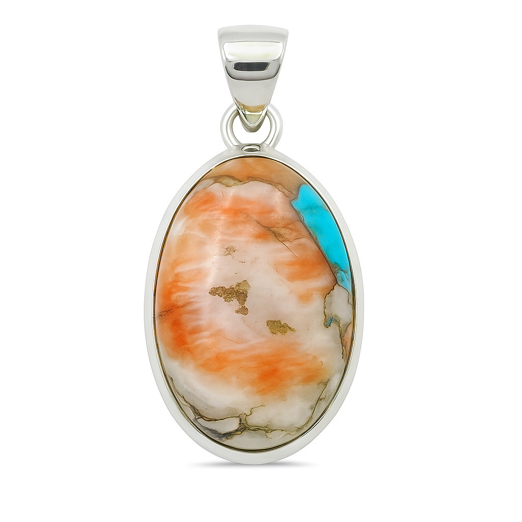 925 Sterling Silver Pendant Oyster Turquoise Gemstone Pendant