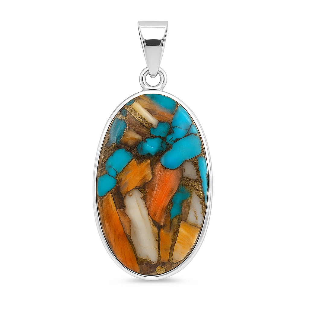 925 Sterling Silver Pendant Oyster Turquoise Gemstone Pendant
