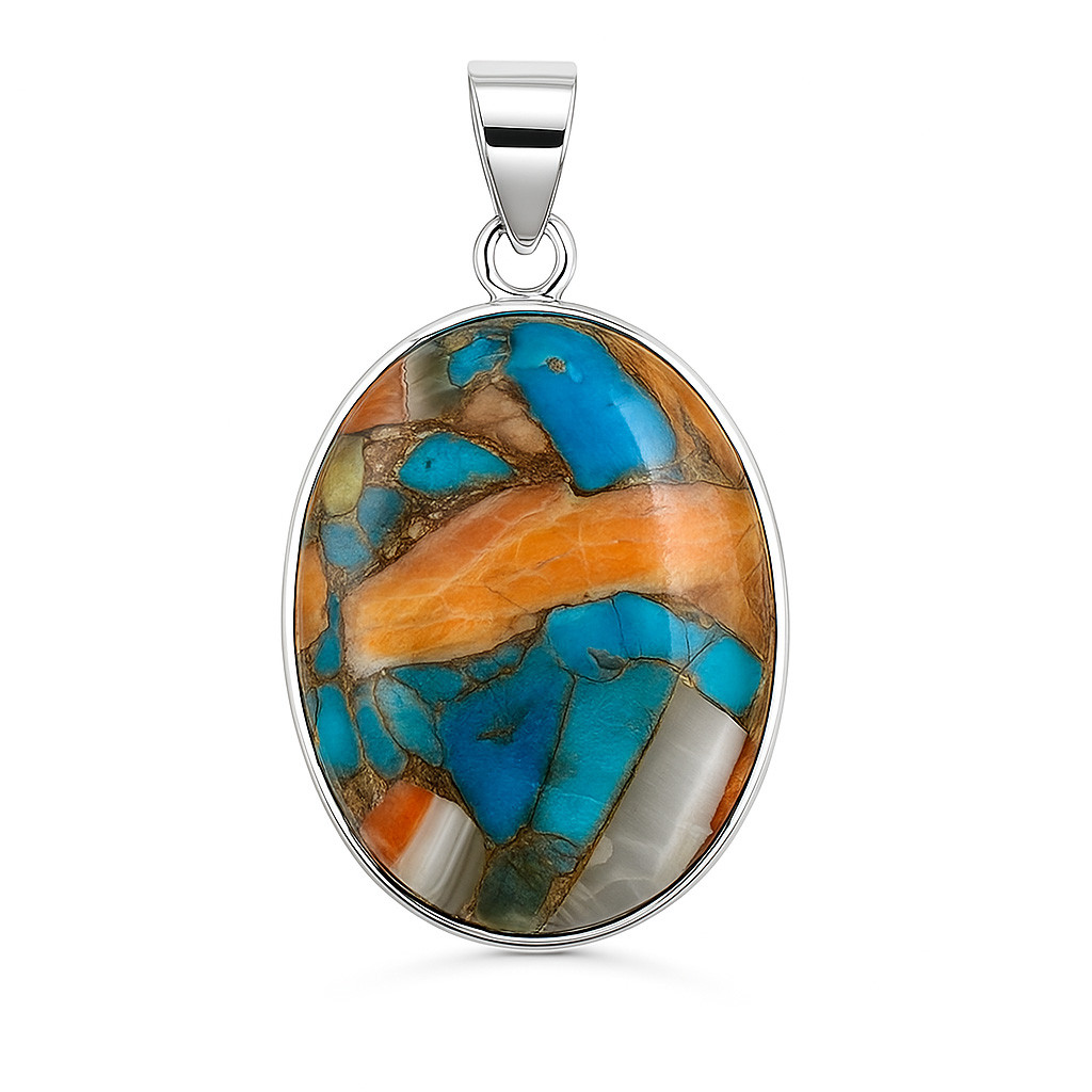 925 Sterling Silver Pendant Oyster Turquoise Gemstone Pendant