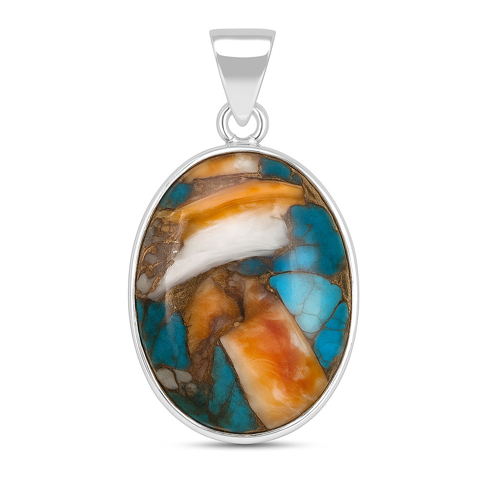 925 Sterling Silver Pendant Oyster Turquoise Gemstone Pendant