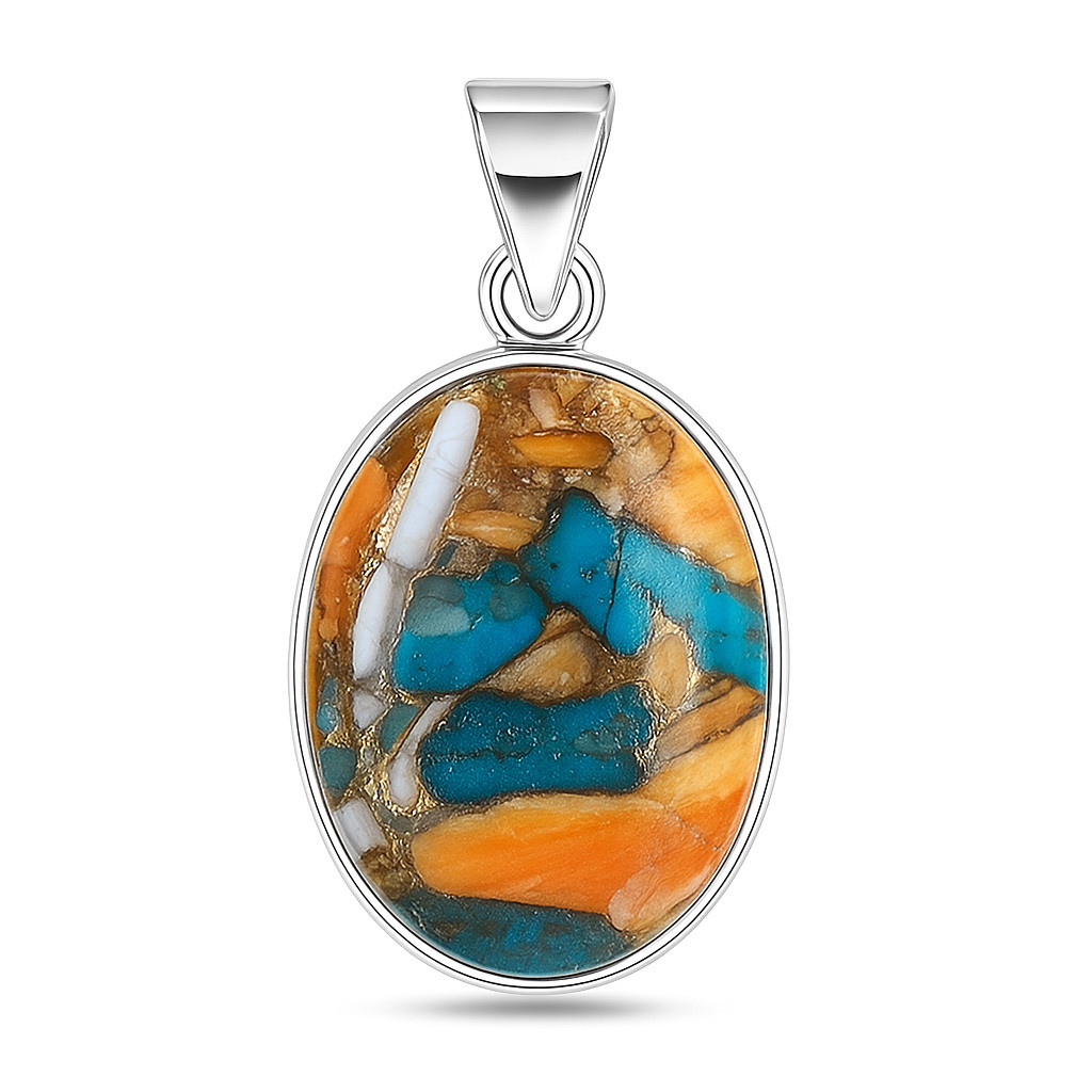 925 Sterling Silver Pendant Oyster Turquoise Gemstone Pendant