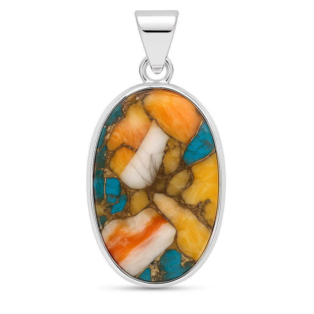 925 Sterling Silver Pendant Oyster Turquoise Gemstone Pendant