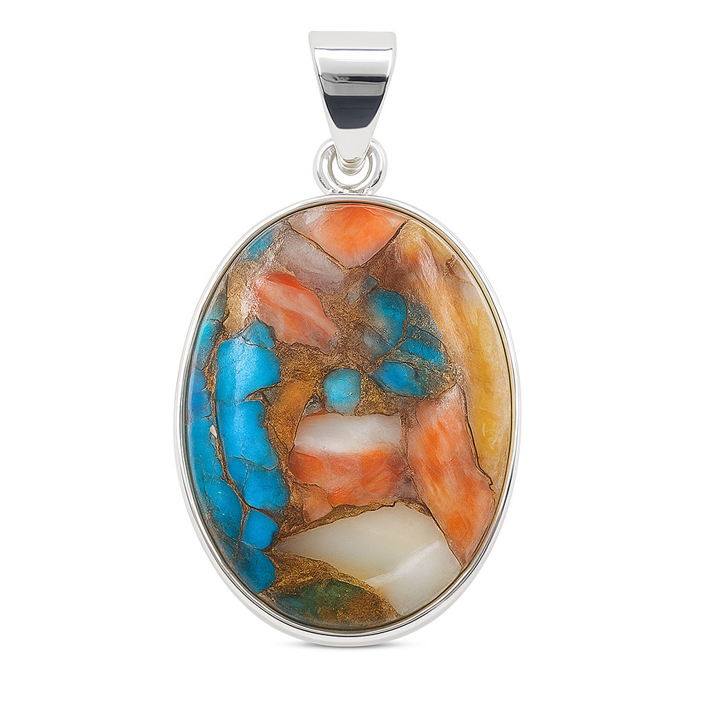 925 Sterling Silver Pendant Oyster Turquoise Gemstone Pendant