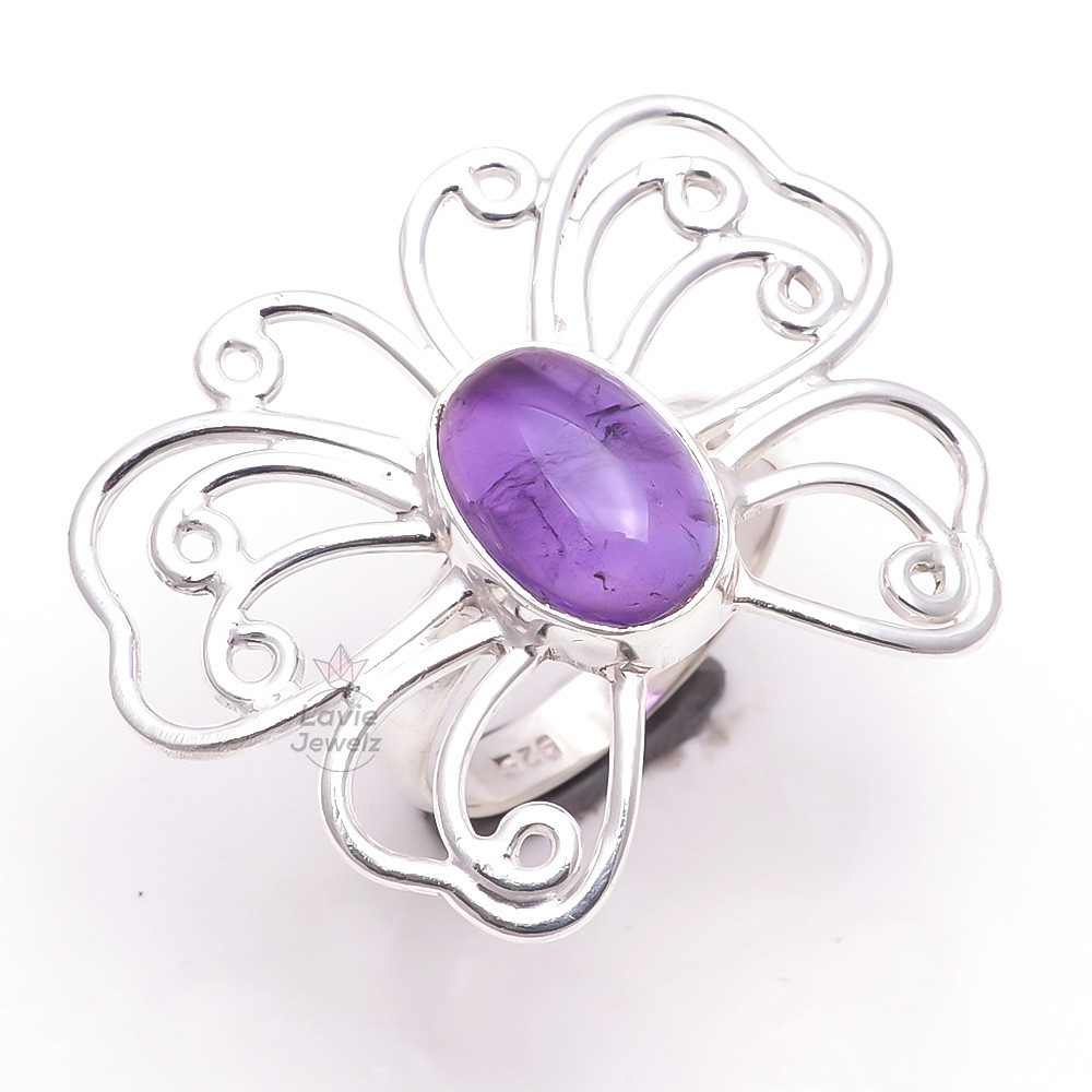 925 Sterling Silver Ring Amethyst Gemstone