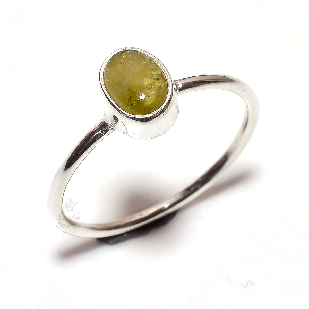 Tourmaline Gemstone 925 Sterling Silver Stackable Ring Szie US 9