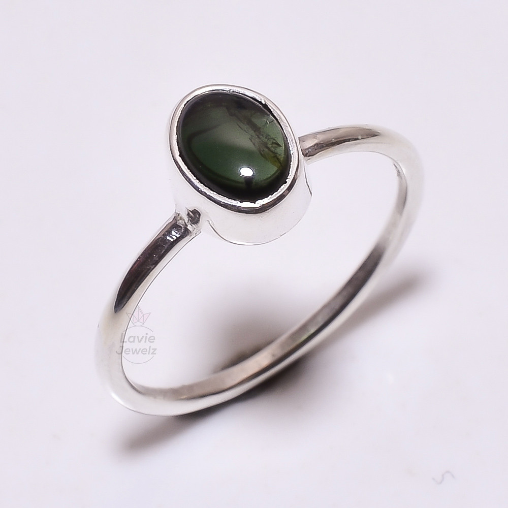 Tourmaline Gemstone 925 Sterling Silver Stackable Ring