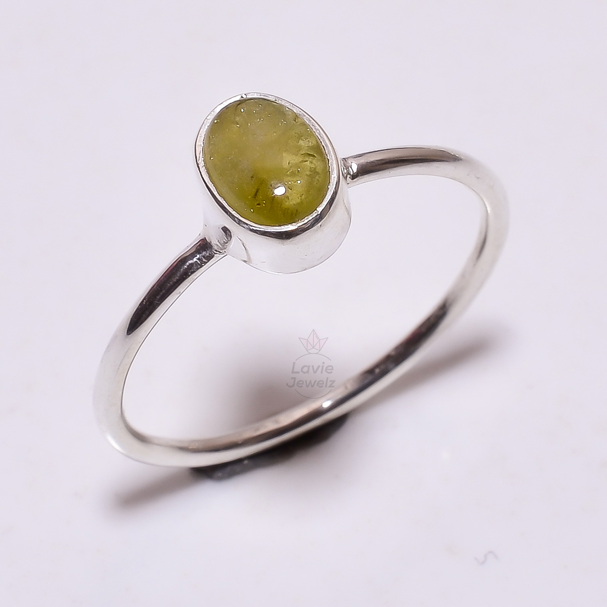 Tourmaline Gemstone 925 Sterling Silver Stackable Ring Size US 7
