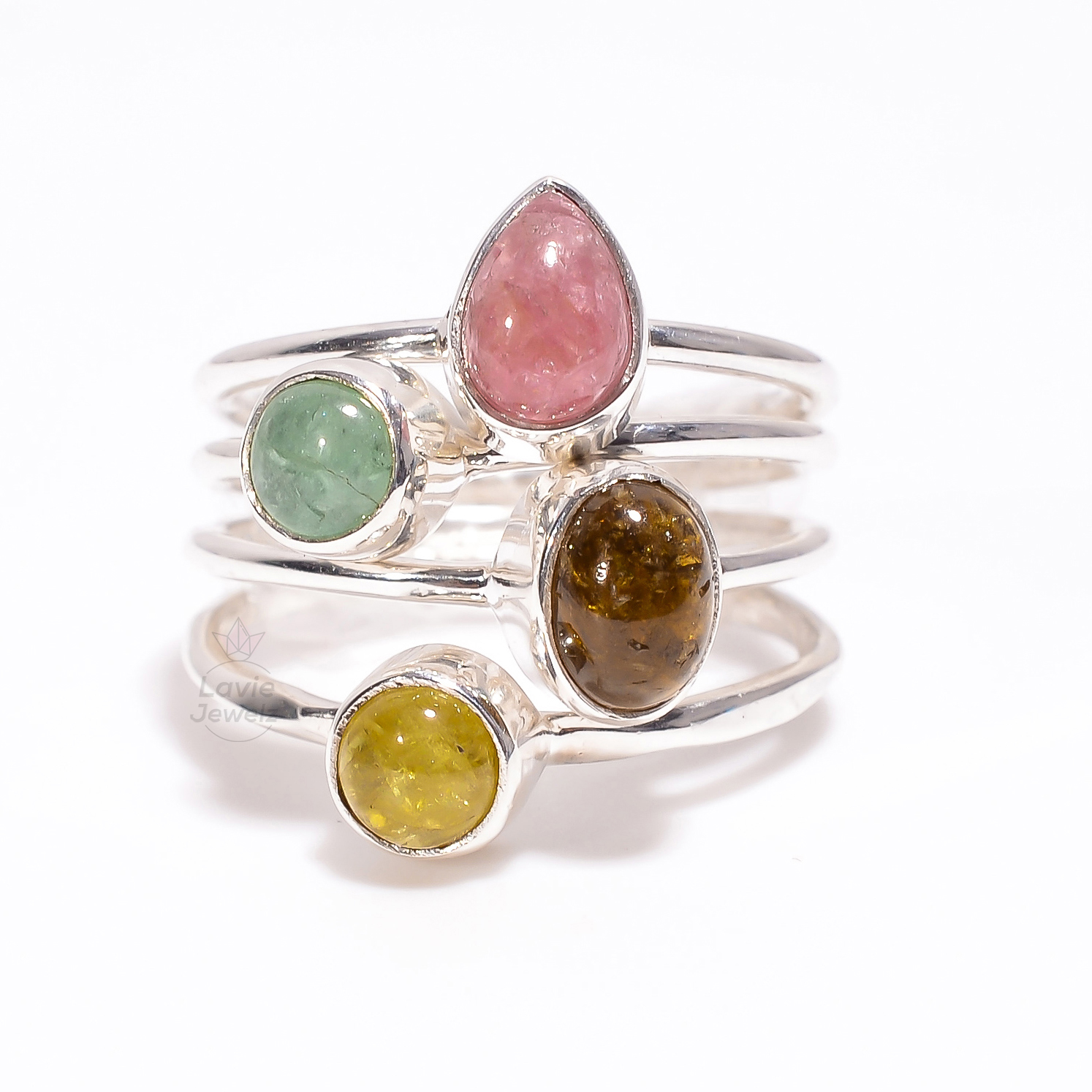 Tourmaline Gemstone 925 Sterling Silver Stackable Ring