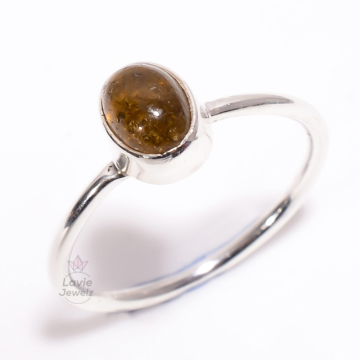 Tourmaline Gemstone 925 Sterling Silver Stackable Ring Size US 65