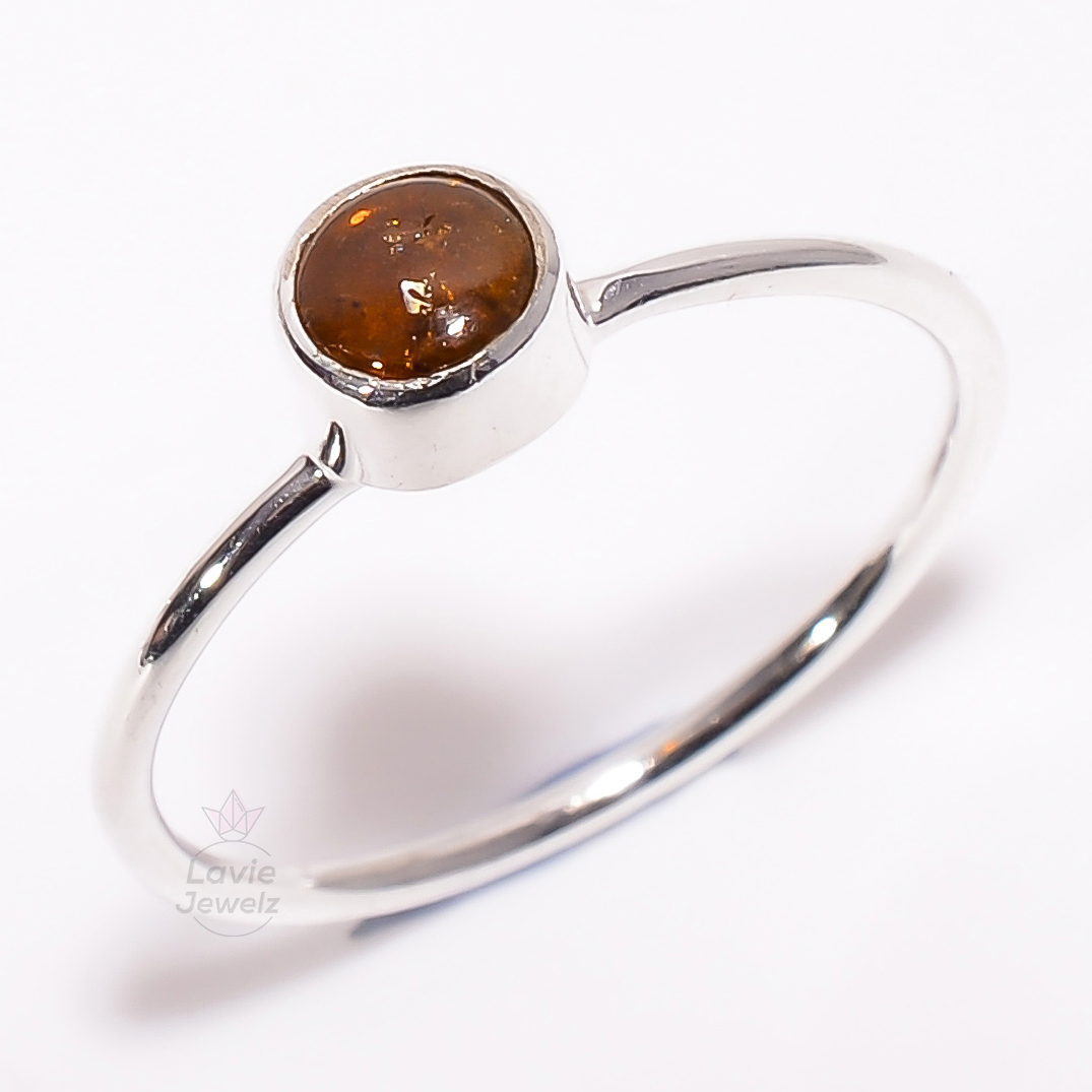 Tourmaline Gemstone 925 Sterling Silver Stackable Ring Size US 75