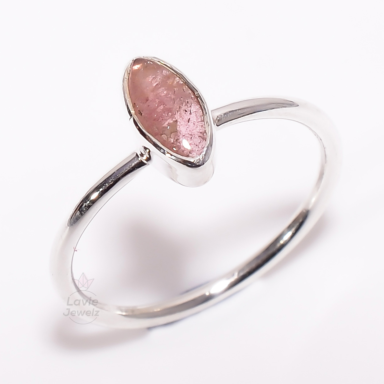 Tourmaline Gemstone 925 Sterling Silver Stackable Ring Size US 7