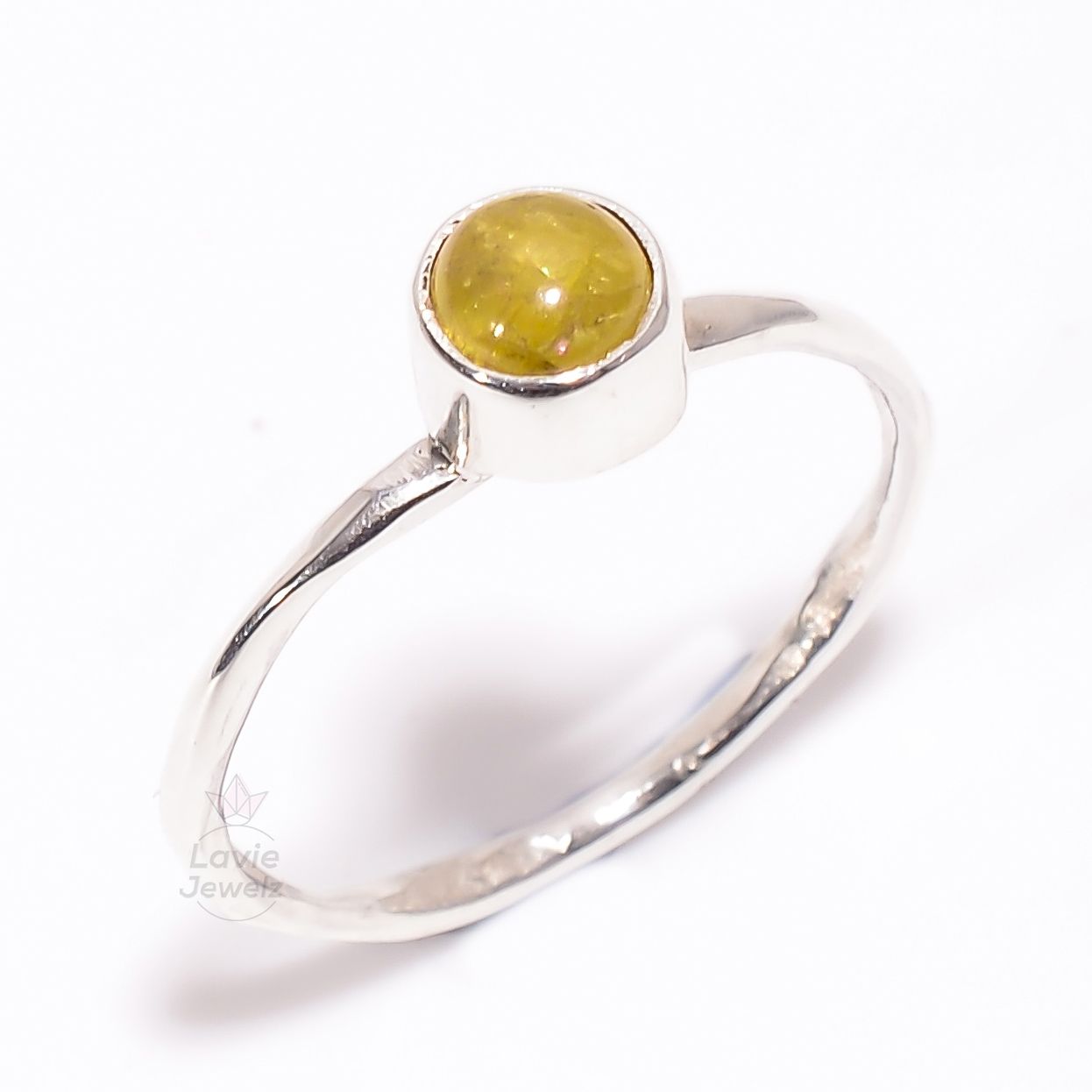 Tourmaline Gemstone 925 Sterling Silver Stackable Ring Size US 8