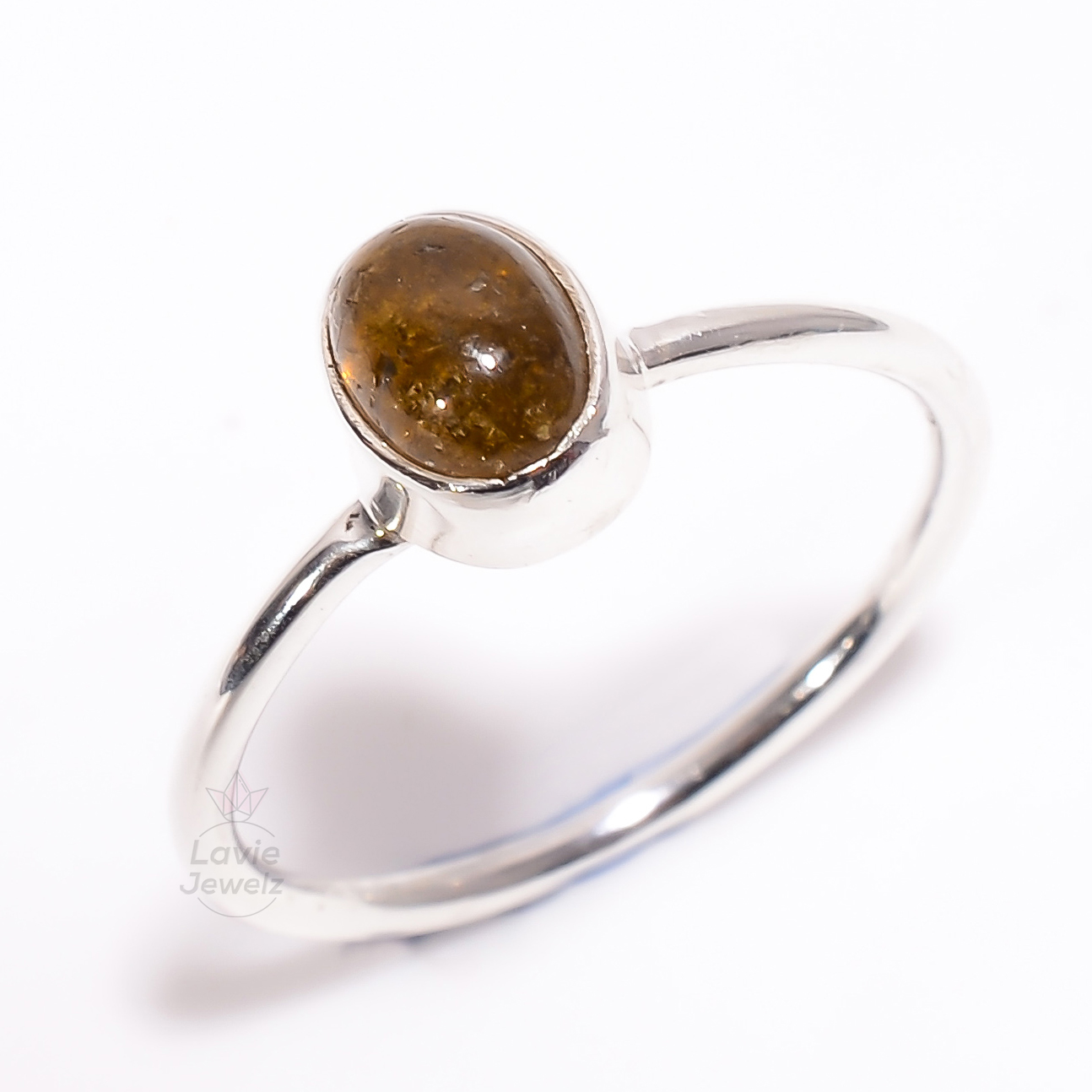 Tourmaline Gemstone 925 Sterling Silver Stackable Ring Size US 65