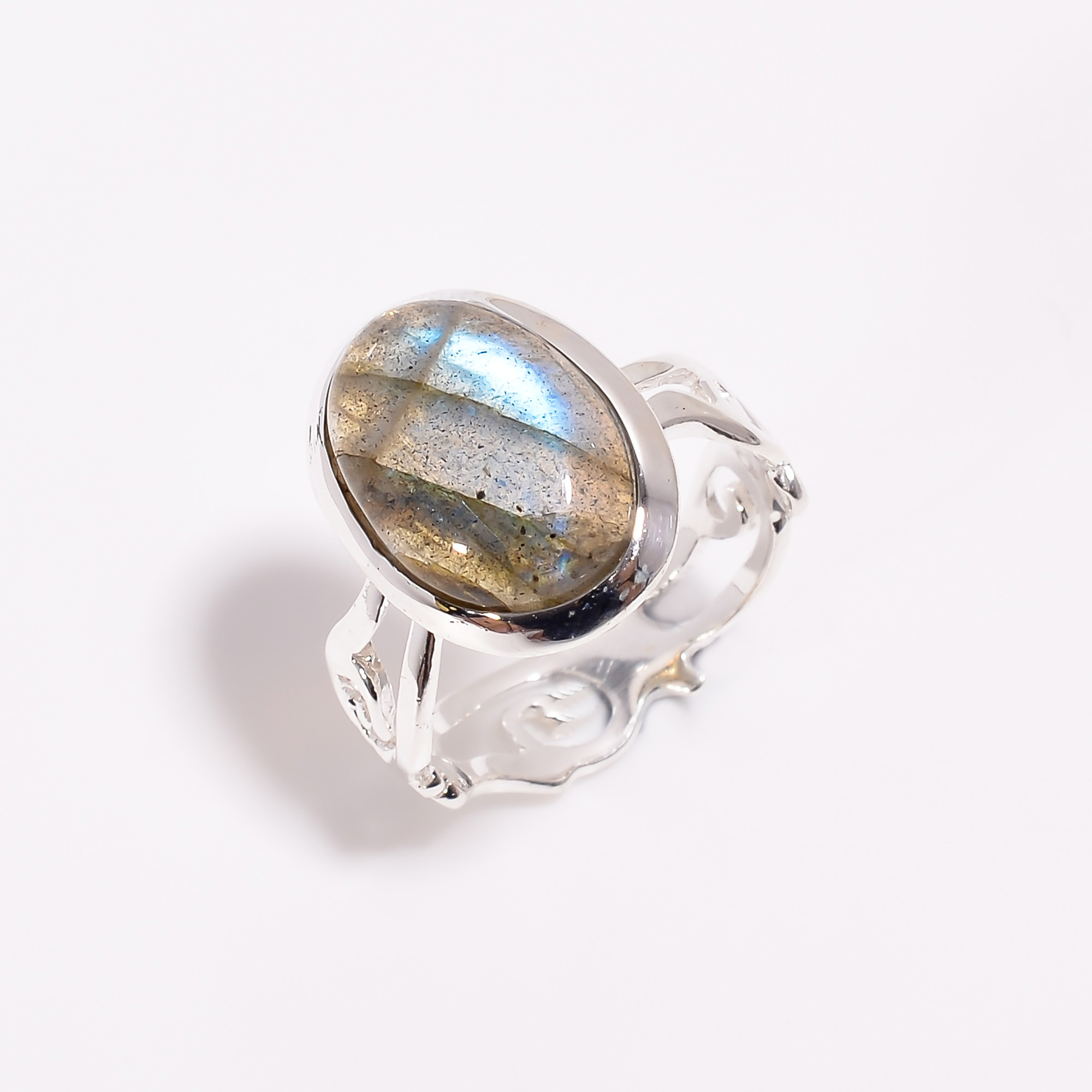 Fire Play Labradorite Gemstone 925 Sterling Silver Ring Size US 6
