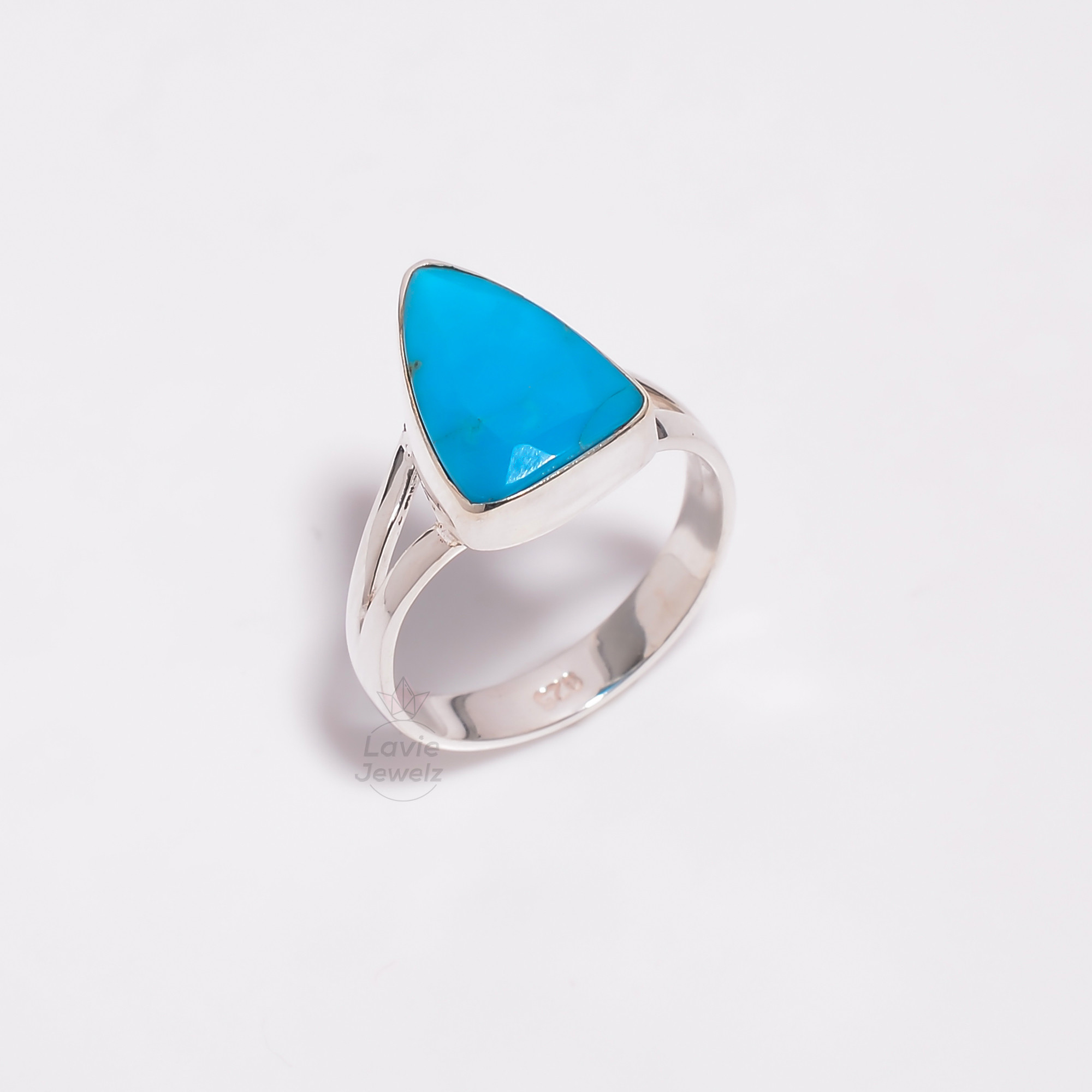 Arizona Turquoise Rose Cut Gemstone 925 Sterling Silver Ring Size US 7