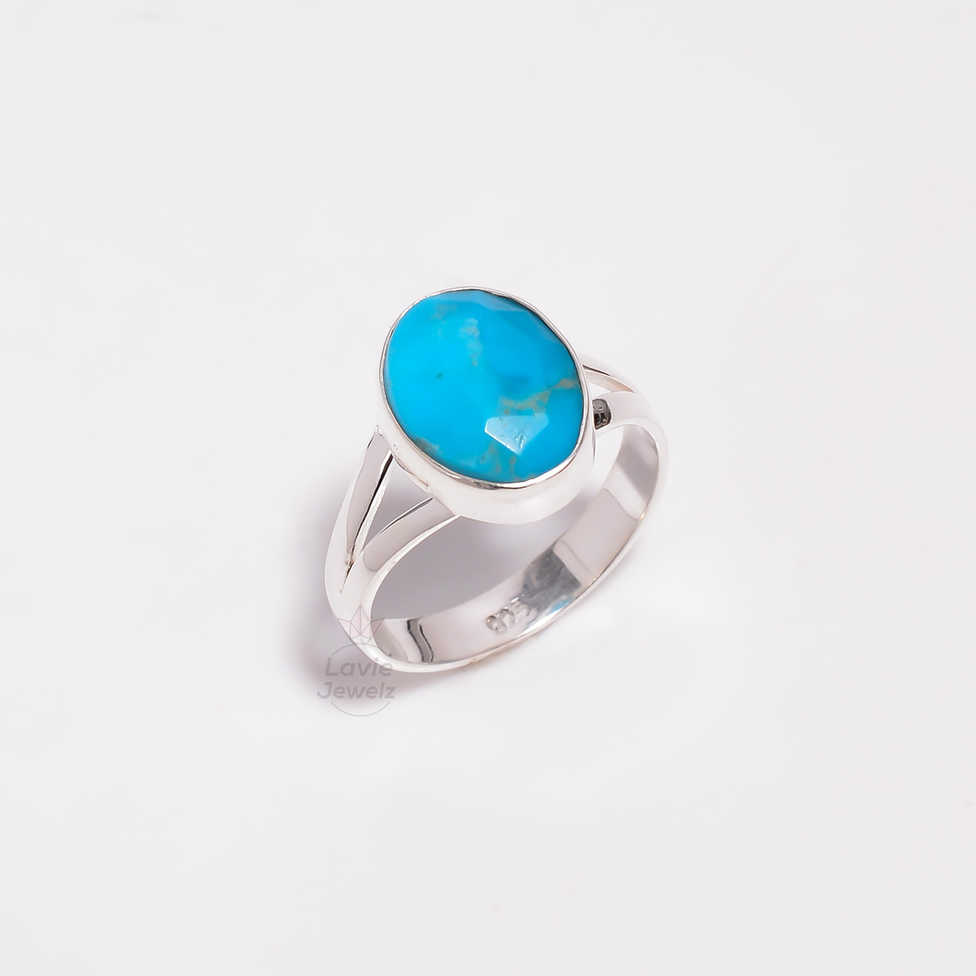 Arizona Turquoise Rose Cut Gemstone 925 Sterling Silver Ring Size US 7