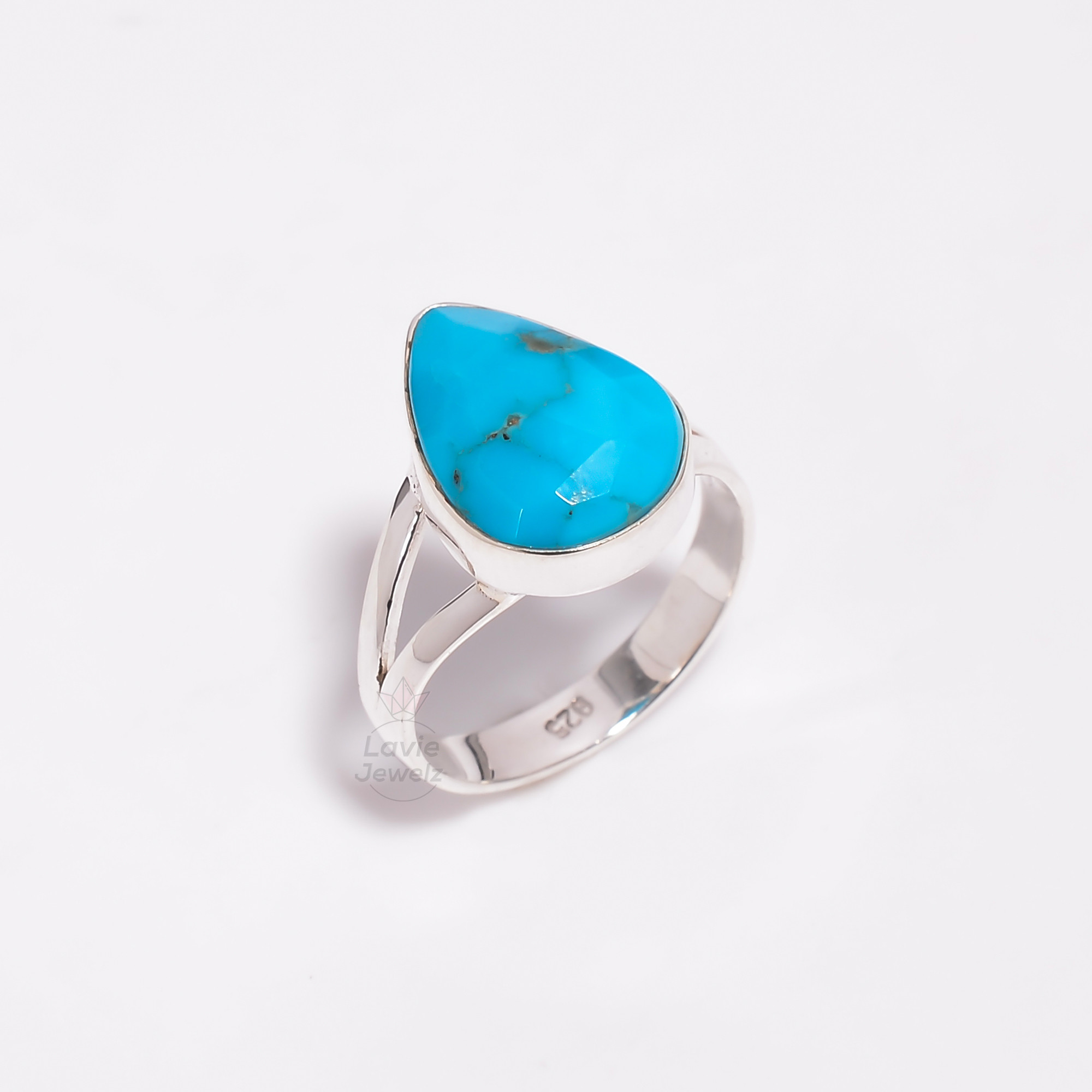 Arizona Turquoise Rose Cut Gemstone 925 Sterling Silver Ring Size US 7