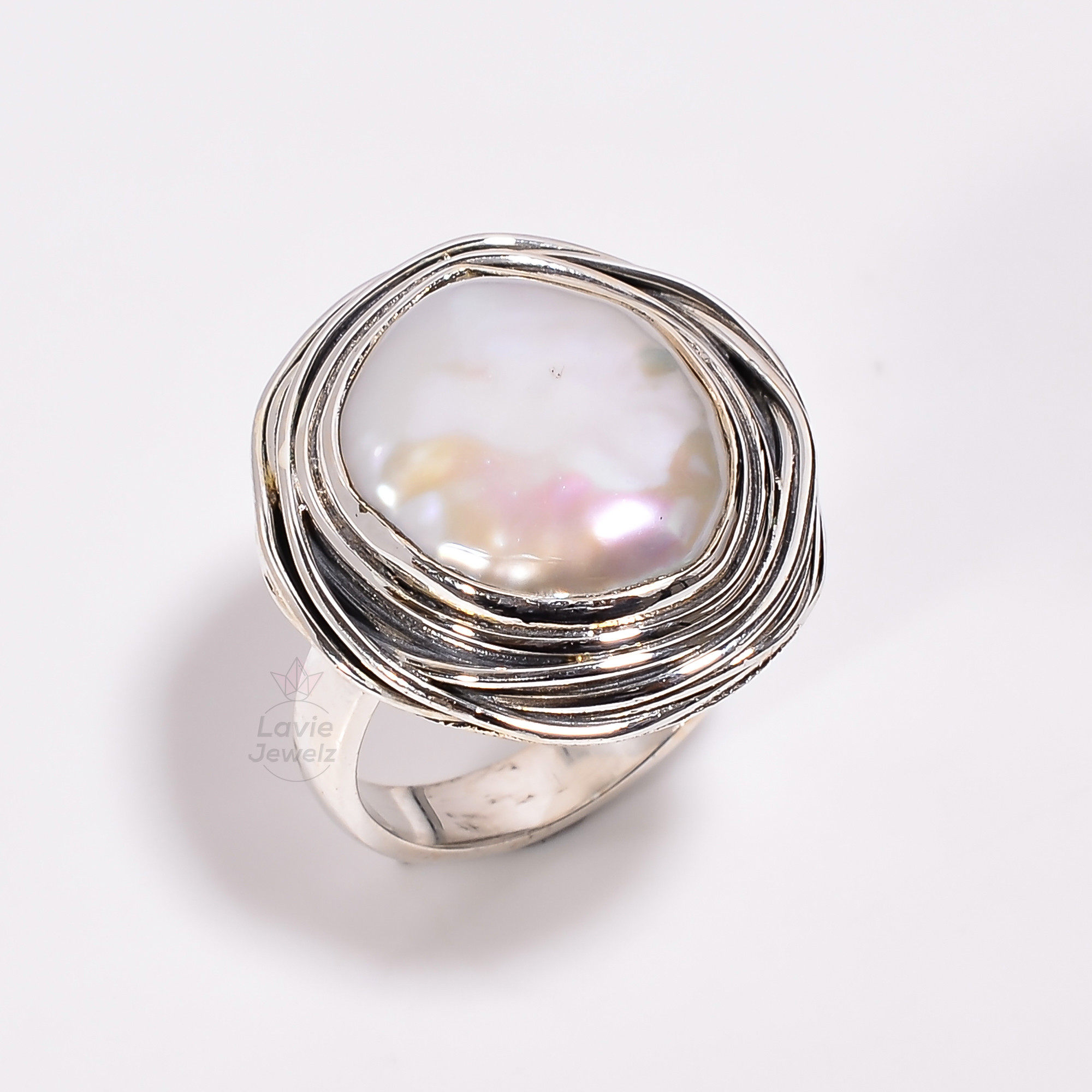 Baroque Pearl Gemstone 925 Sterling Silver Ring